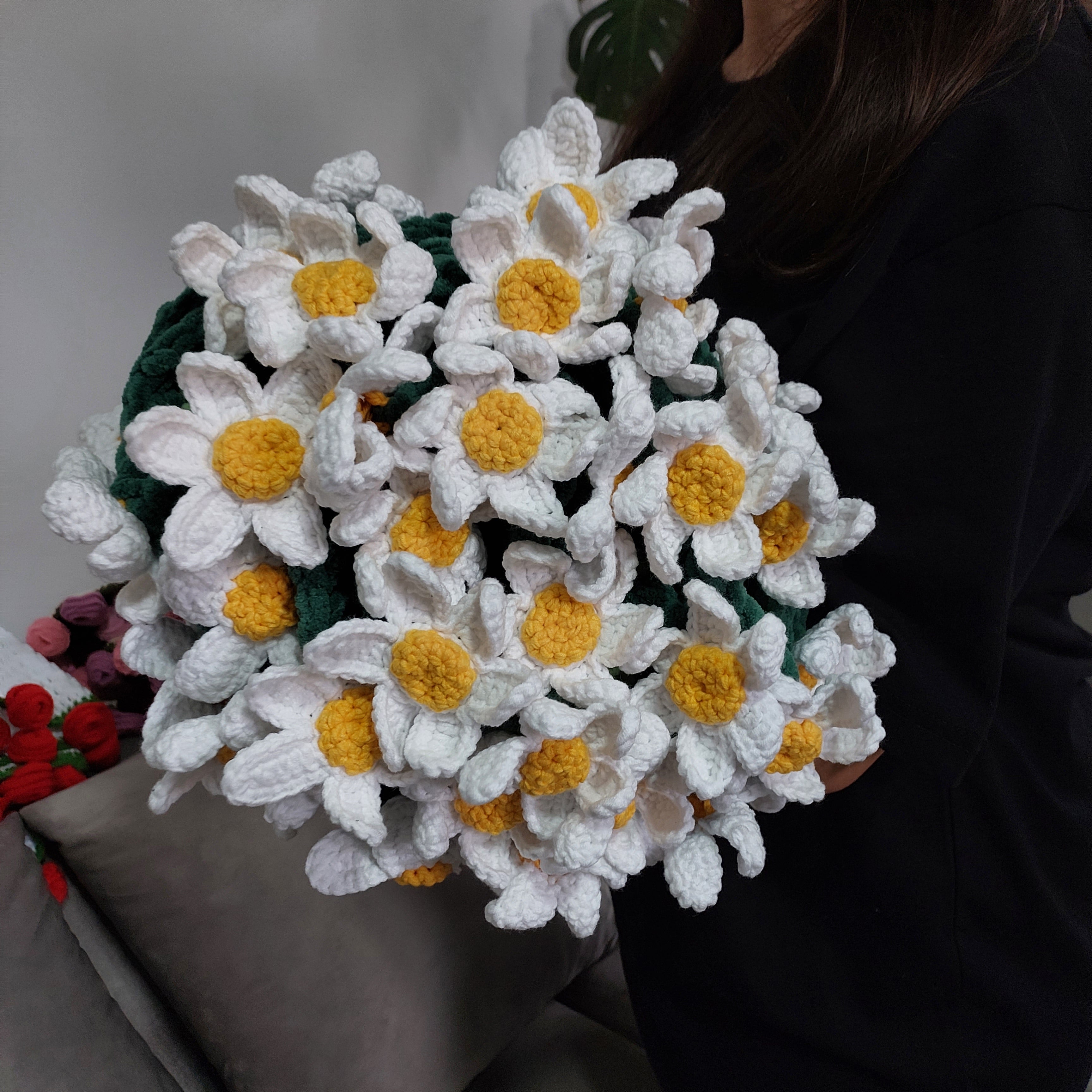 El Yapımı Papatya Kadife Buket Battaniye - Tasarım Ürün (80 cm - 100 cm - 120 cm)