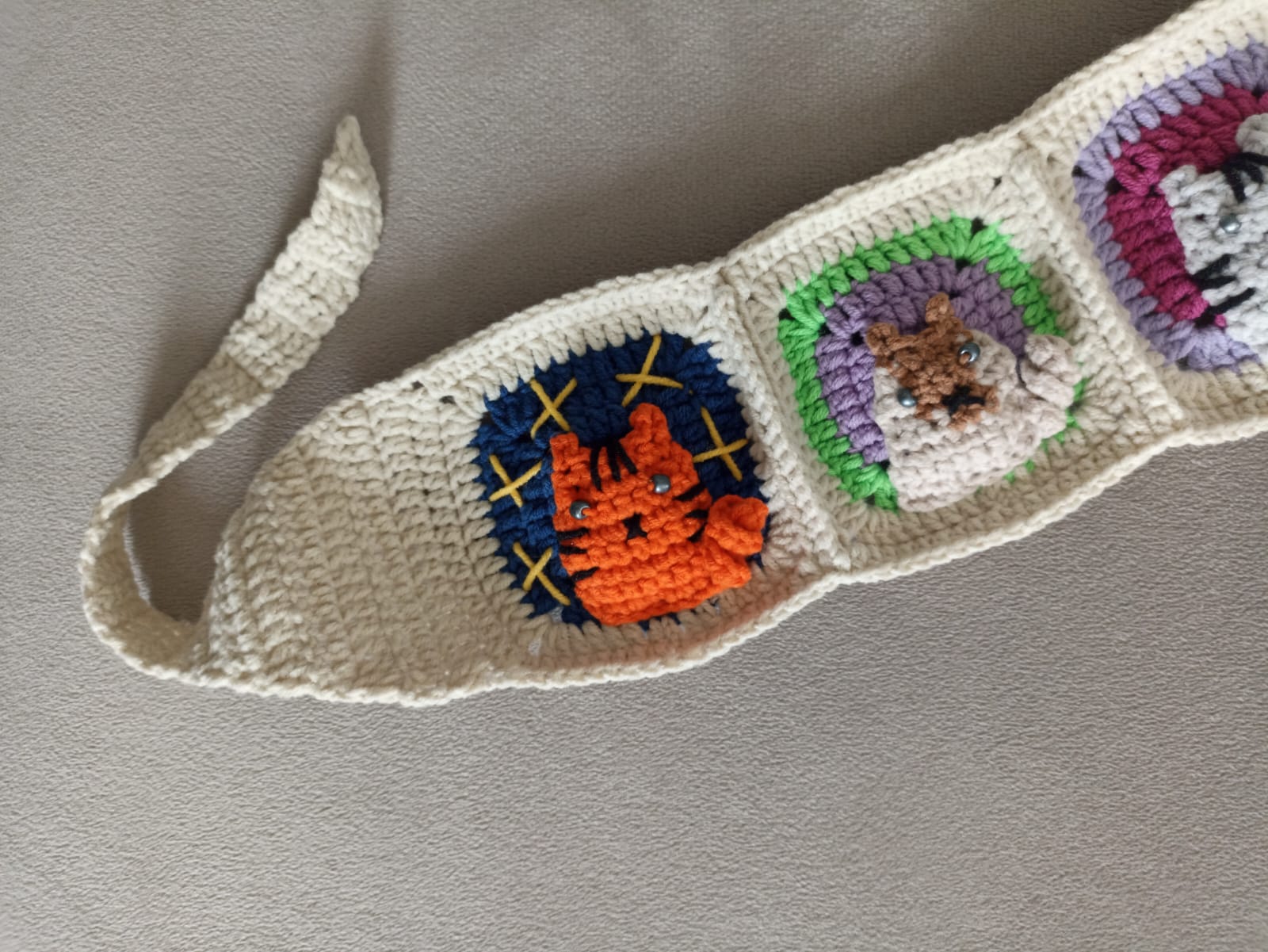 Gece & Gündüz Kedi Motifli Örgü Saç Bandı / Bandana