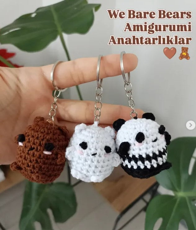 Kafadar Ayılar Amigurumi Anahtarlık Set - We Bare Bears