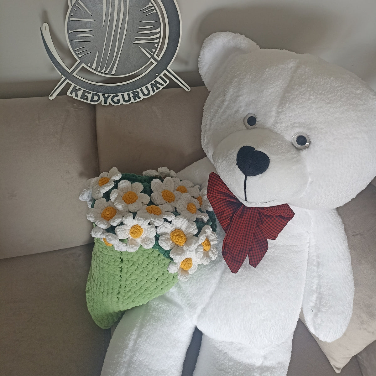 El Yapımı Papatya Kadife Buket Battaniye (80 cm - 100 cm - 120 cm)