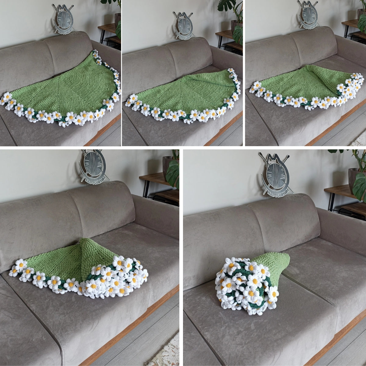 El Yapımı Papatya Kadife Buket Battaniye (80 cm - 100 cm - 120 cm)