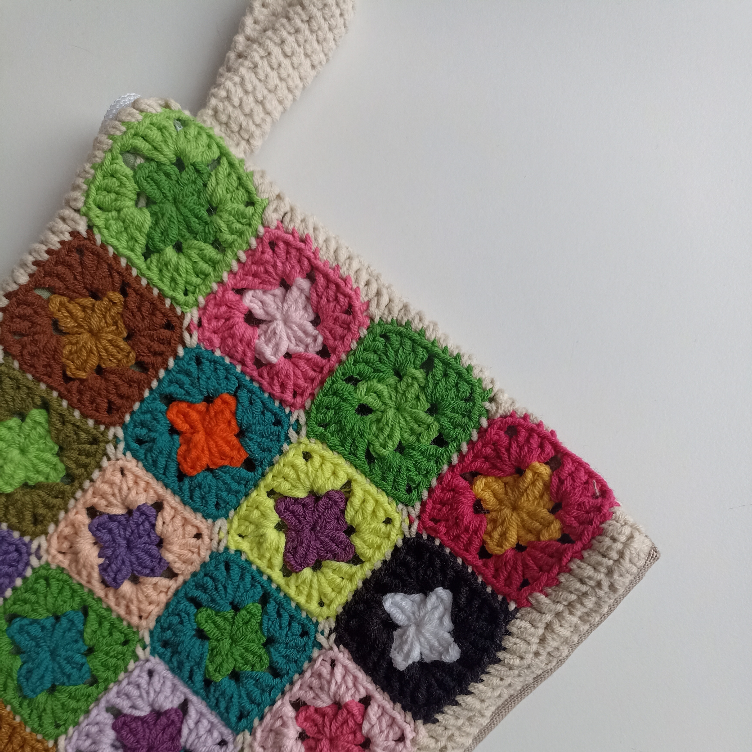Mini Granny Motifli Makyaj Çantası / Kalemlik, Rengarenk Örgü Motifli Makyaj Çantası / Örgü Kalem Kutusu