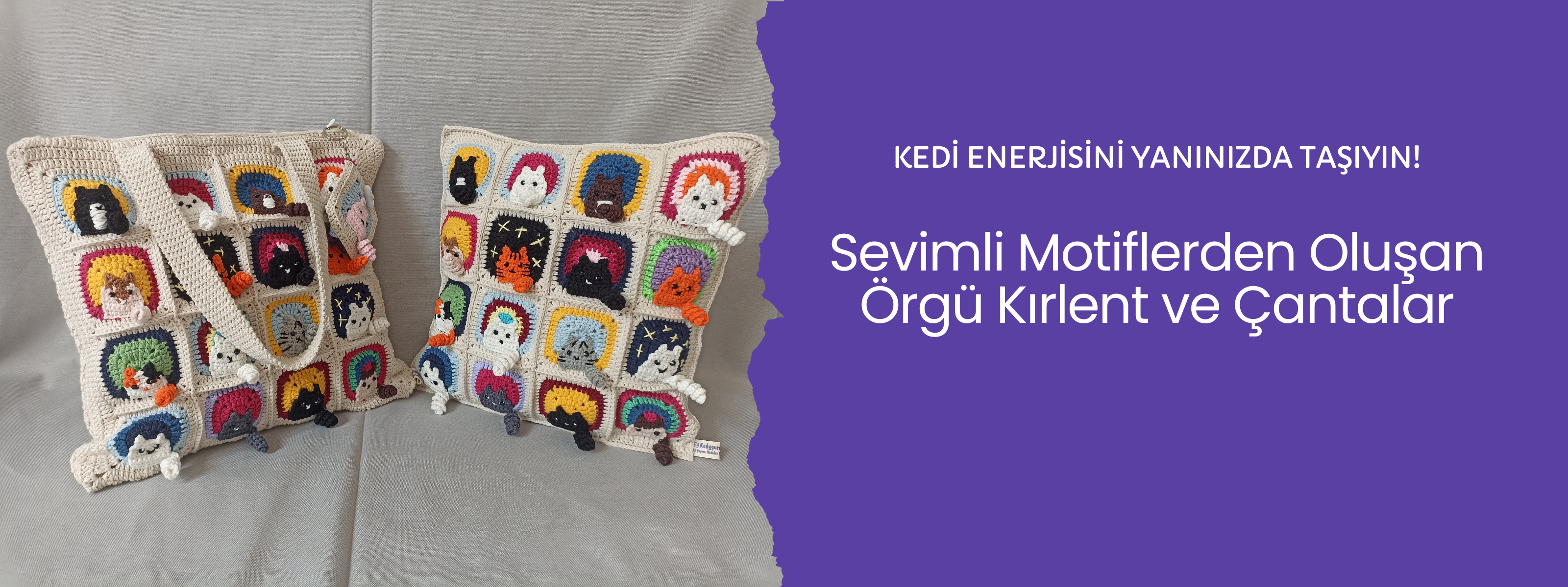 El yapımı örgü kırlent ve çantalar, özgün tasarımlar ve kaliteli malzemelerle şıklığı evinize ve stilinize taşıyın. Kedygurumi El Yapımı Hediyelikler