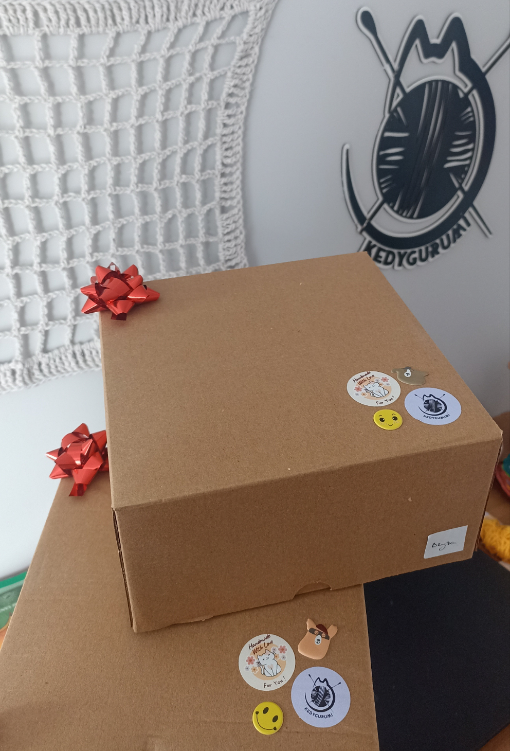 Kedi Motifli Örgü Çanta - Mini Cüzdan Hediyeli - Kedili Çanta