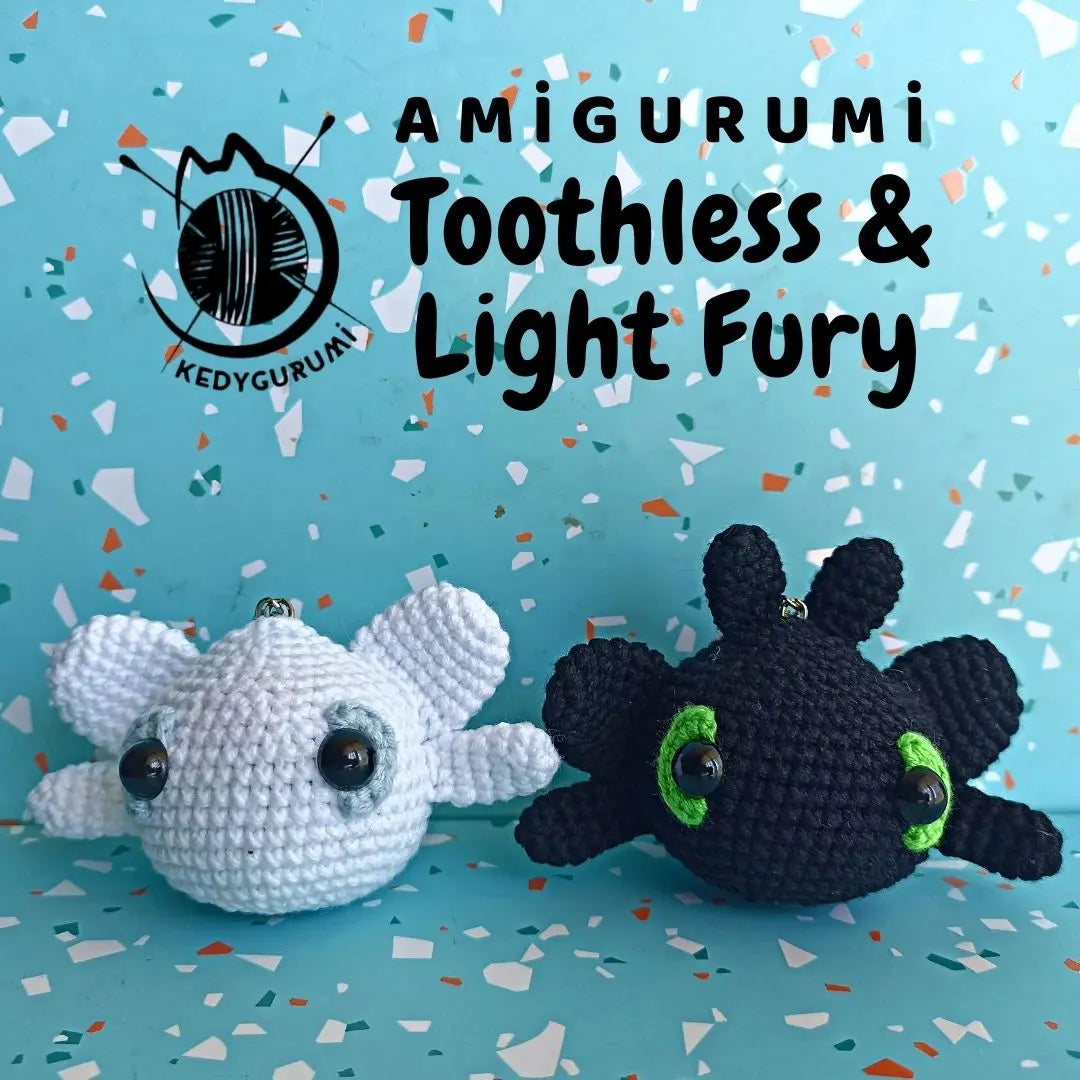 Ejderhanı Nasıl Eğitirsin/Toothless Amigurumi İkili Anahtarlık / Çanta Süsü