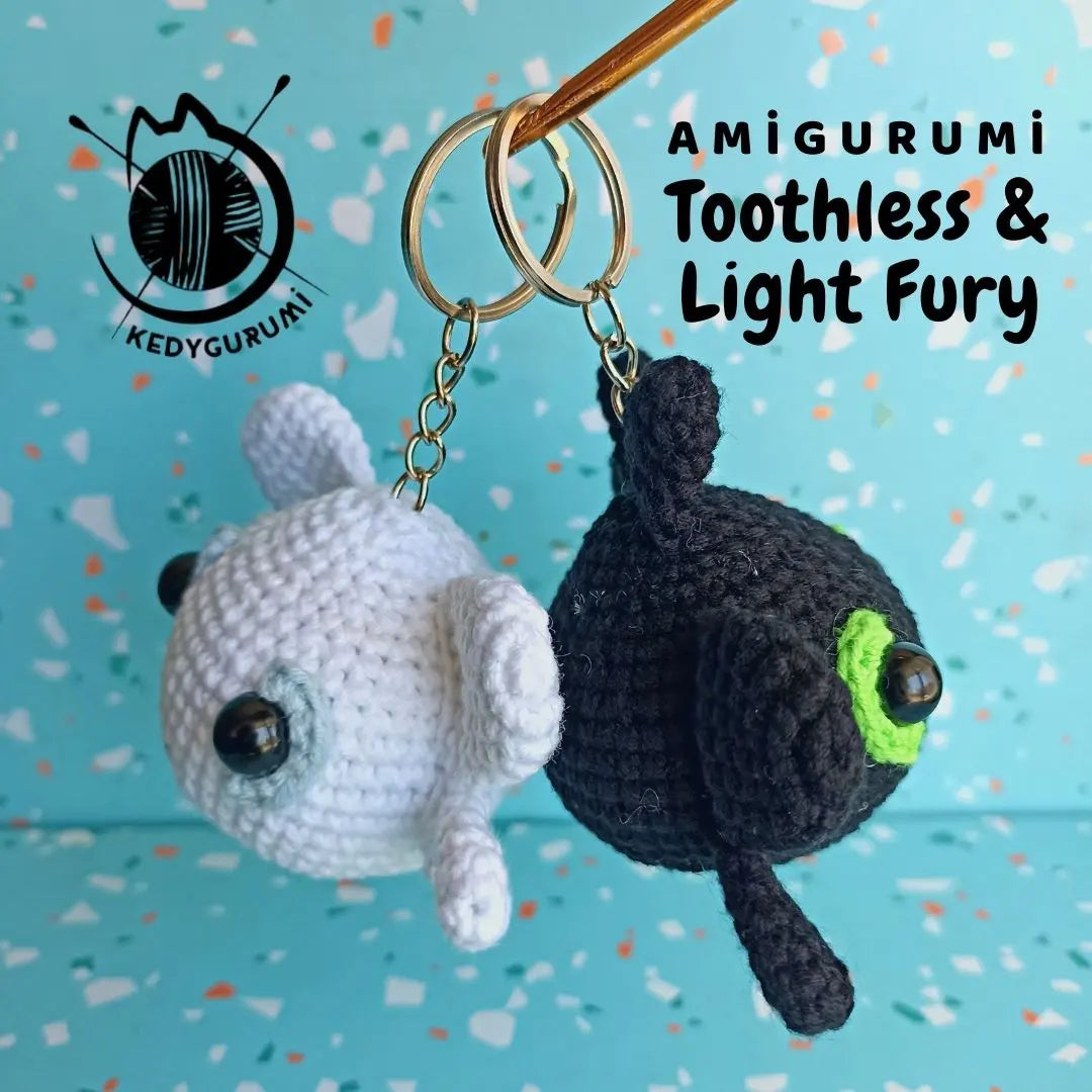 Ejderhanı Nasıl Eğitirsin/Toothless Amigurumi İkili Anahtarlık / Çanta Süsü