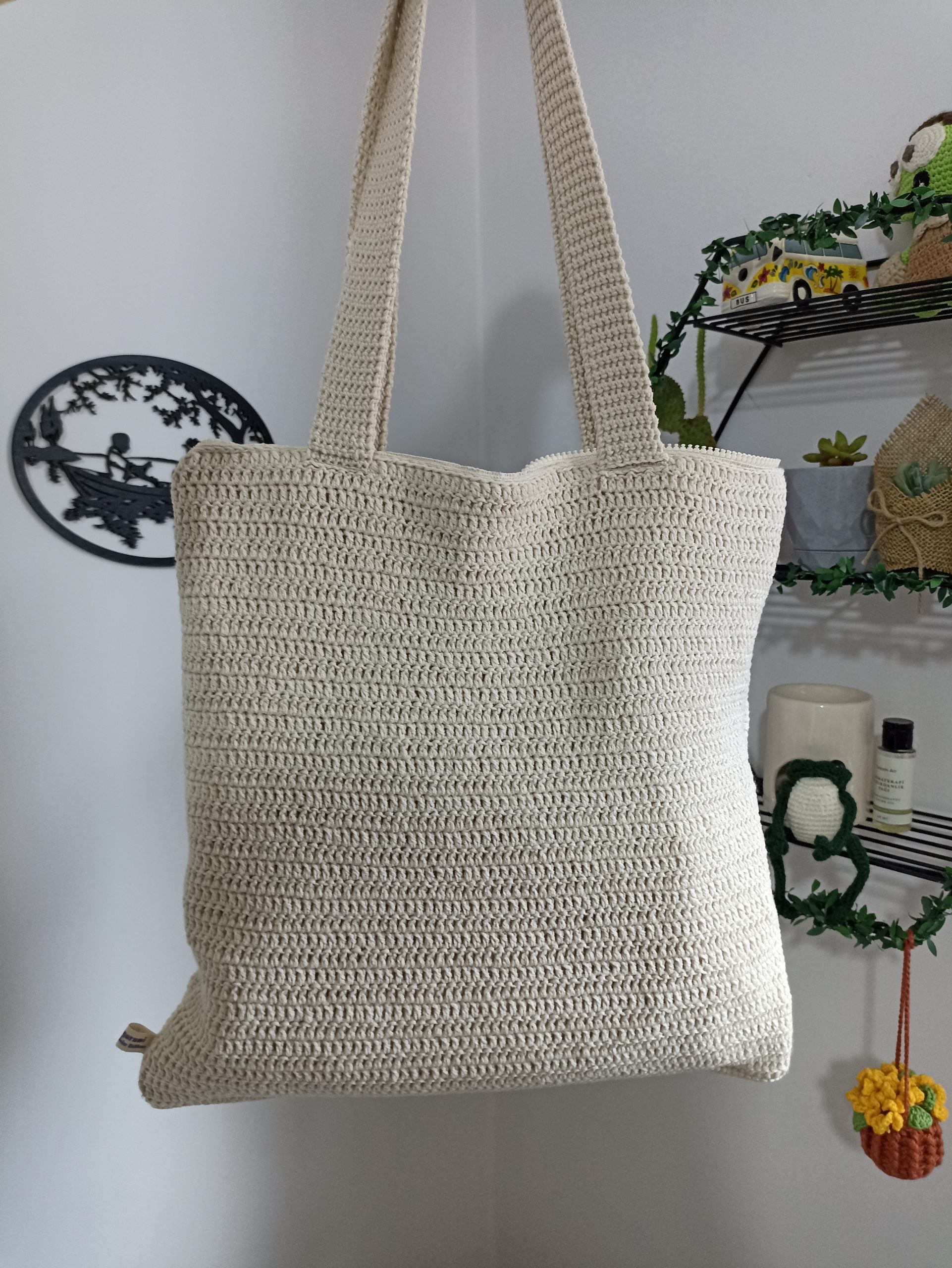 Kedi Motifli Örgü Çanta - Mini Cüzdan Hediyeli - Kedili Çanta