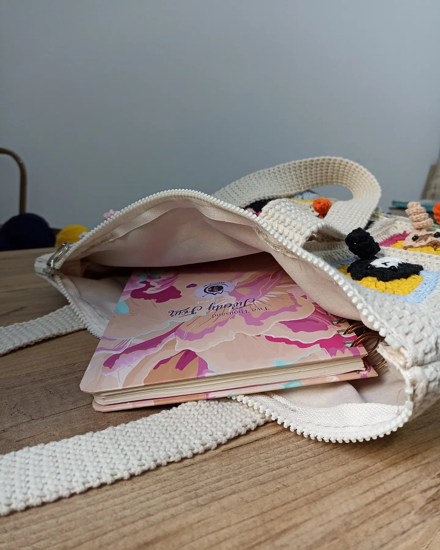 Kedi Motifli Örgü Çanta - Mini Cüzdan Hediyeli