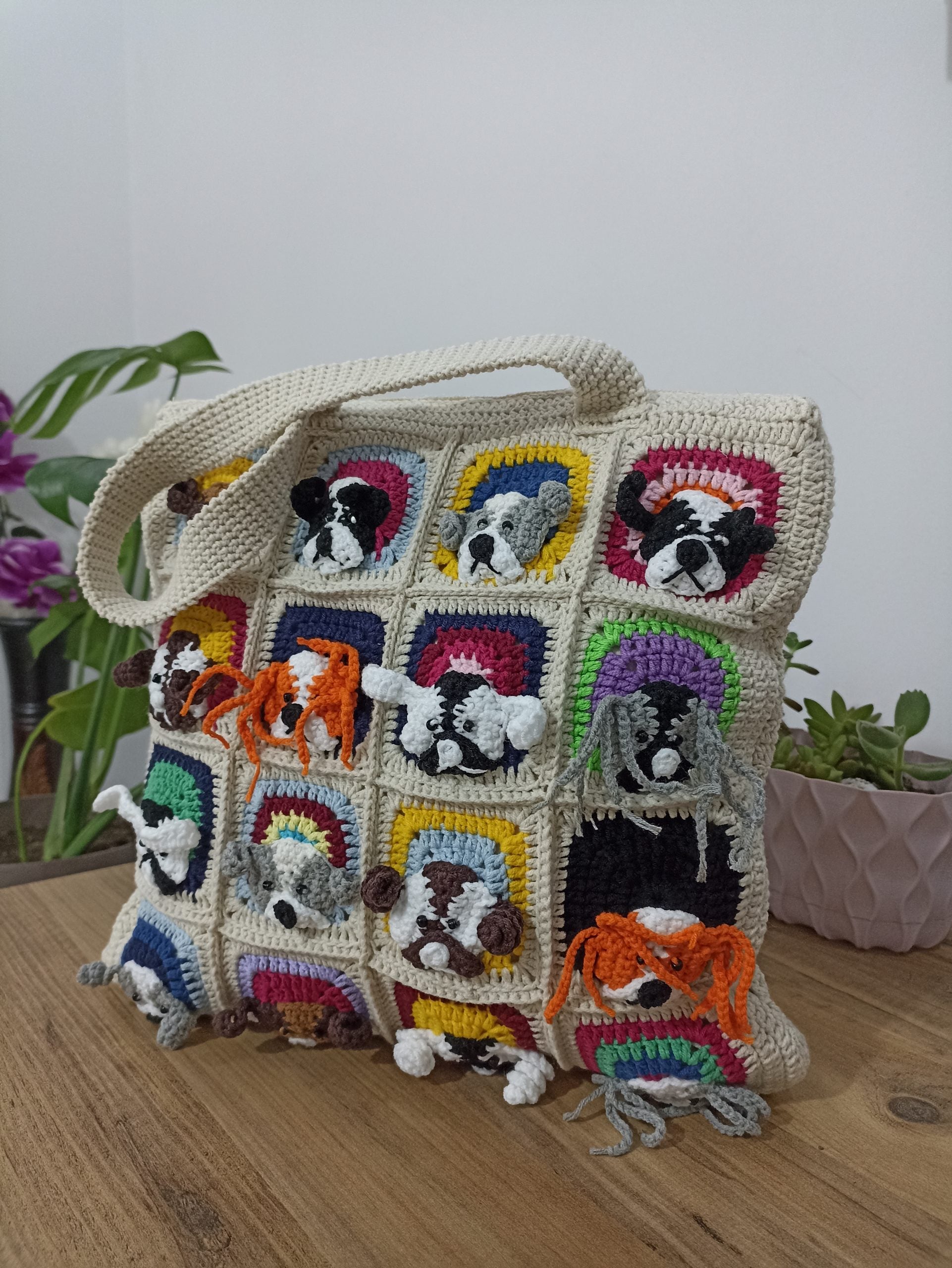 Dog Motif Knitted Bag - Mini Wallet Gift