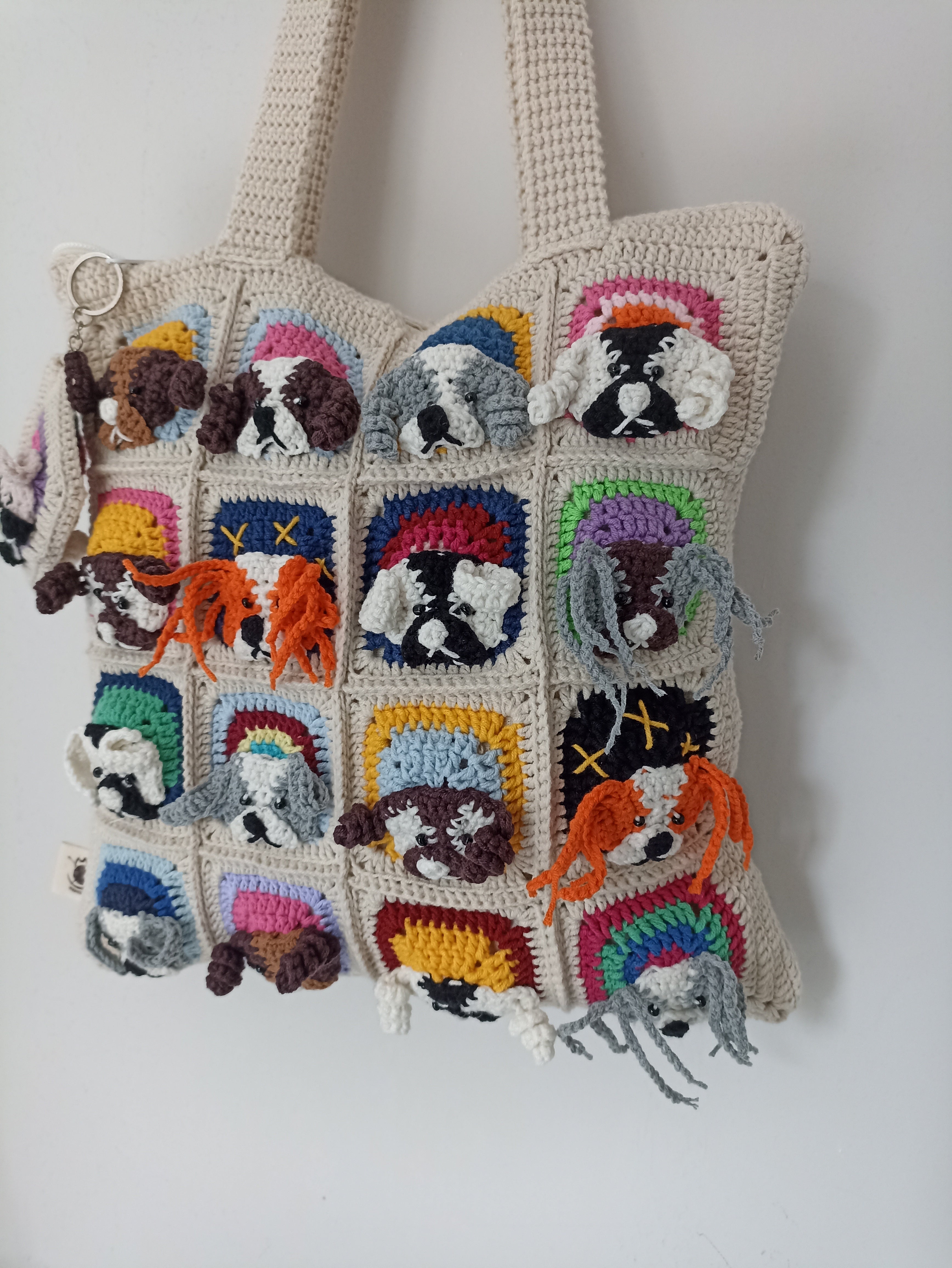 Dog Motif Knitted Bag - Mini Wallet Gift