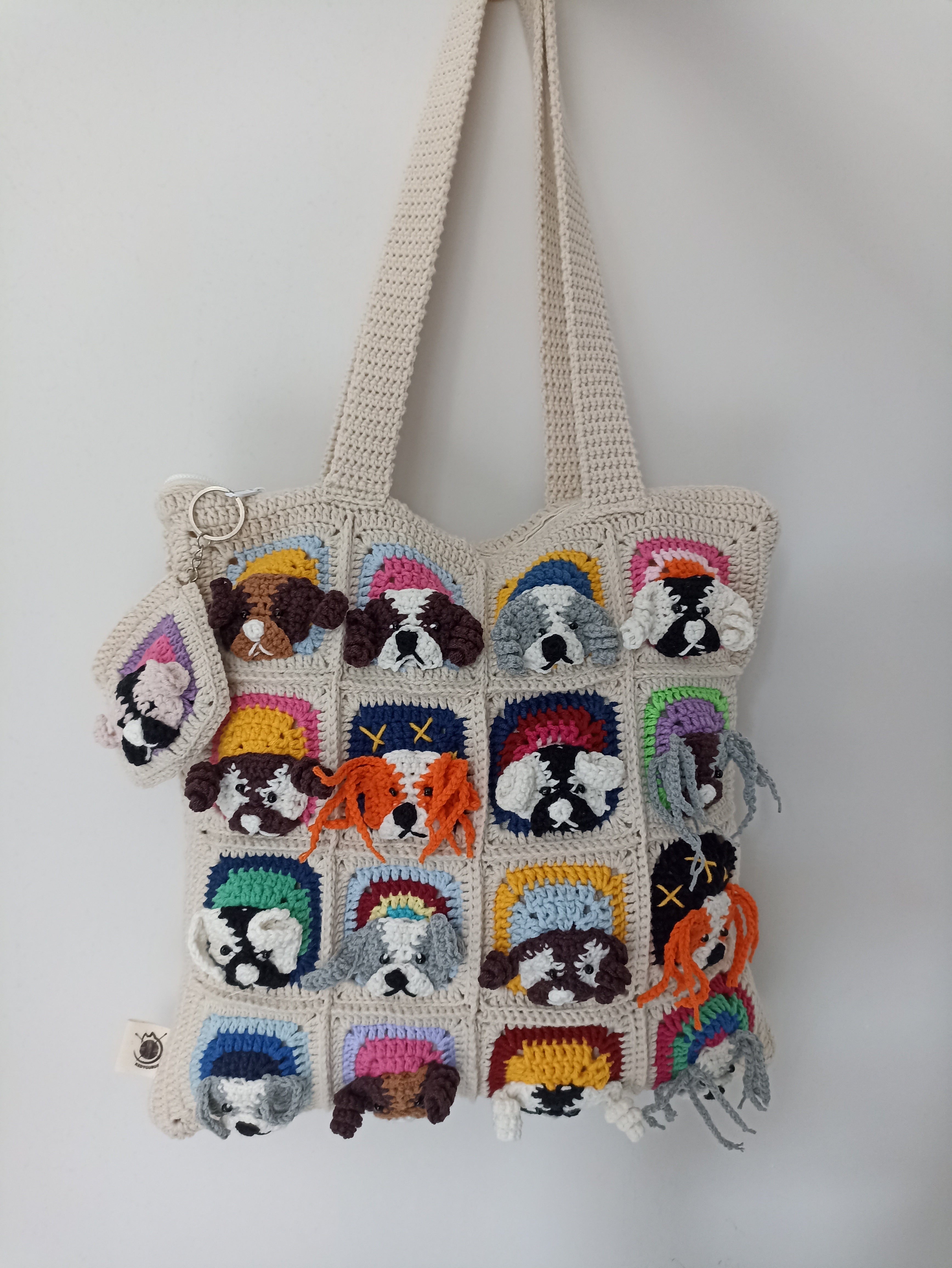 Dog Motif Knitted Bag - Mini Wallet Gift