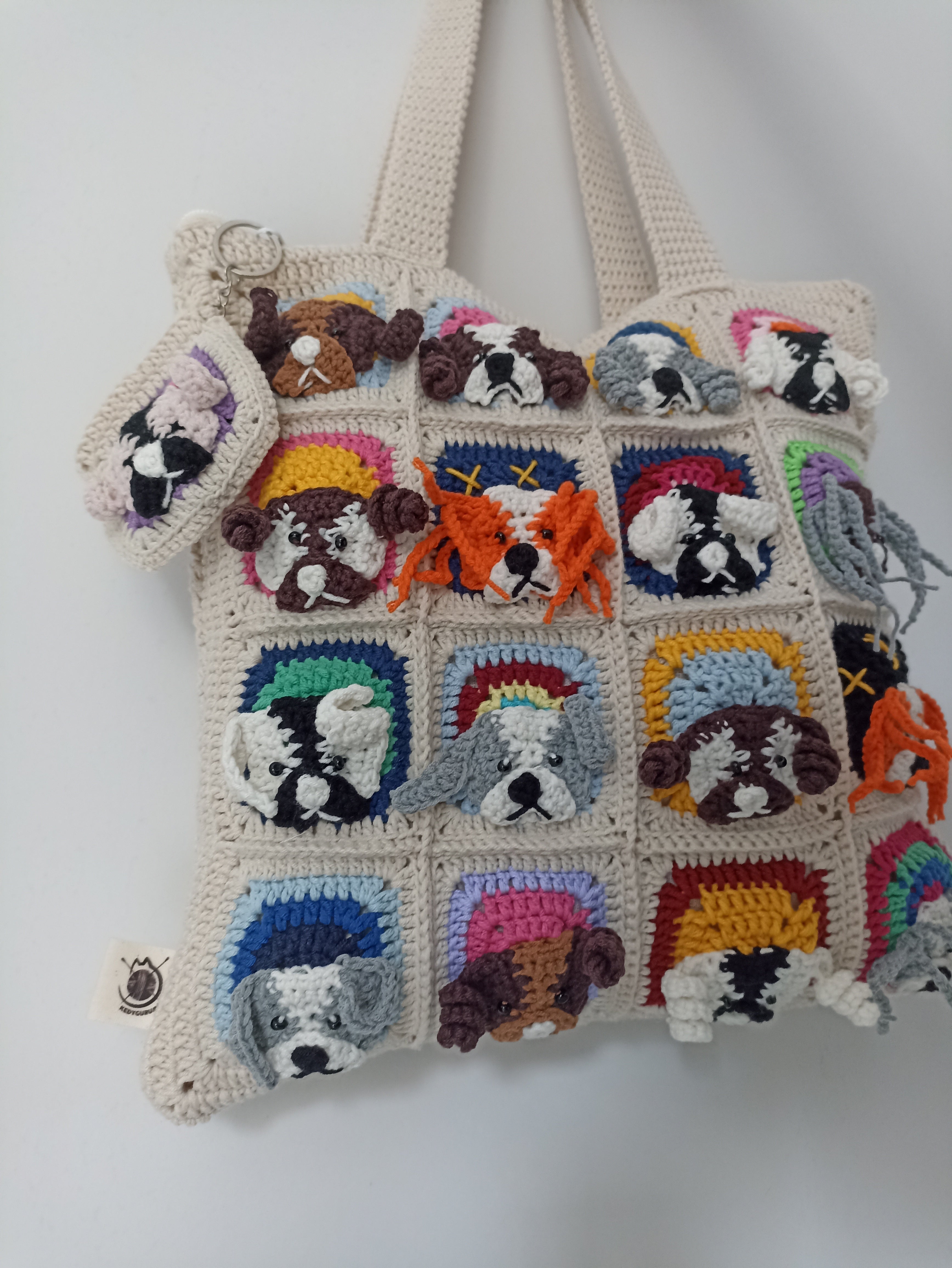 Dog Motif Knitted Bag - Mini Wallet Gift