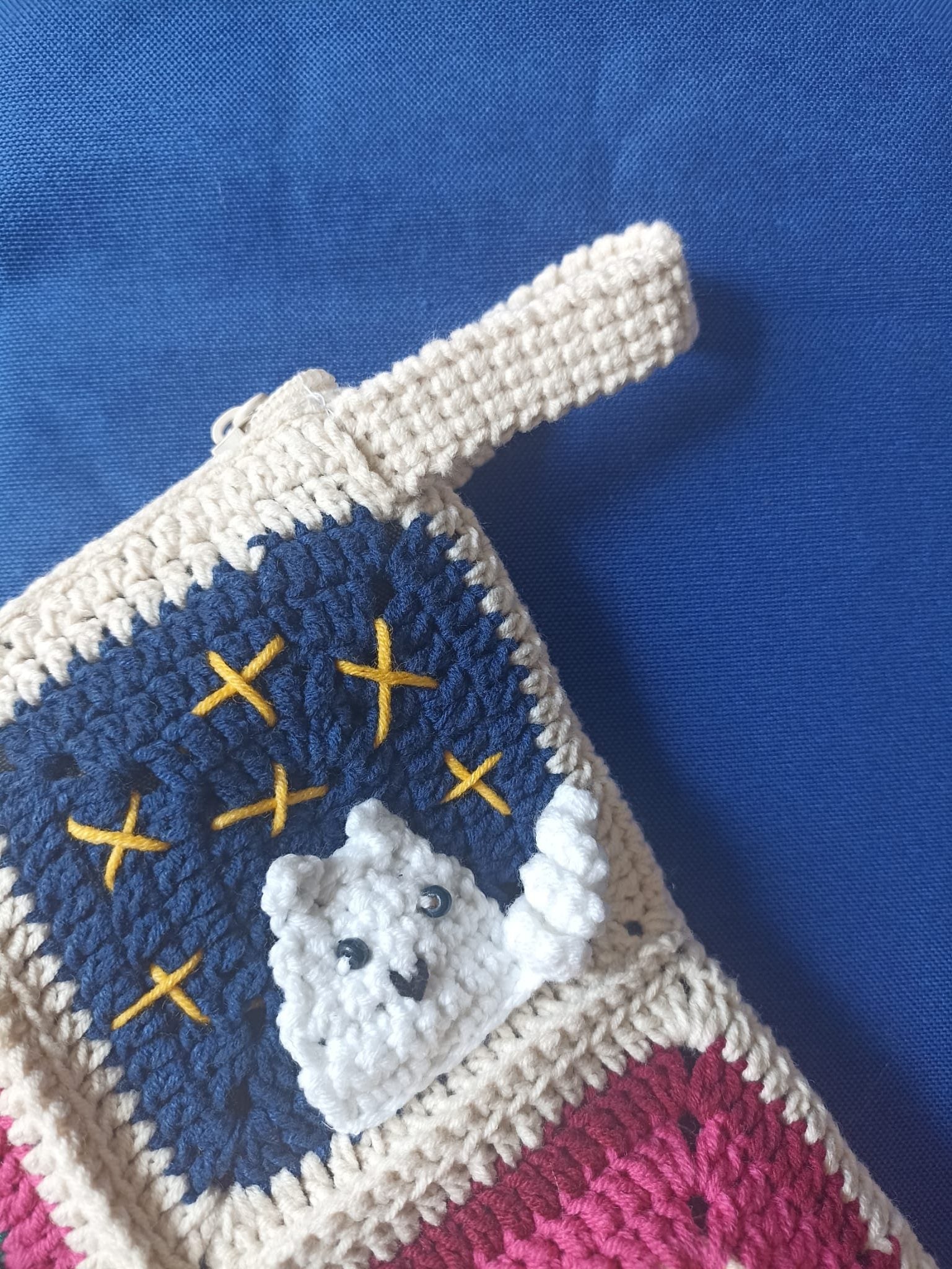 Kedili Örgü Makyaj Çantası/Kalemlik/Tablet Çantası - Kedi Motifli Makyaj Çantası