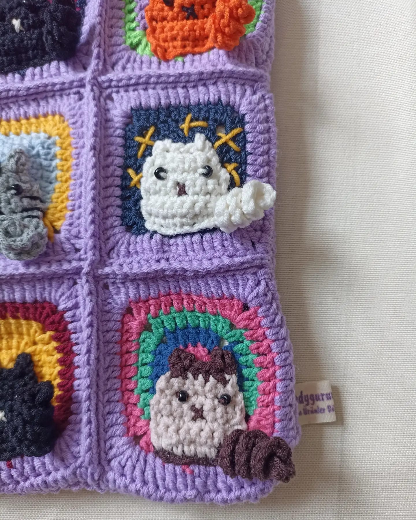 Kedi Motifli Örgü Çanta - Mini Cüzdan Hediyeli