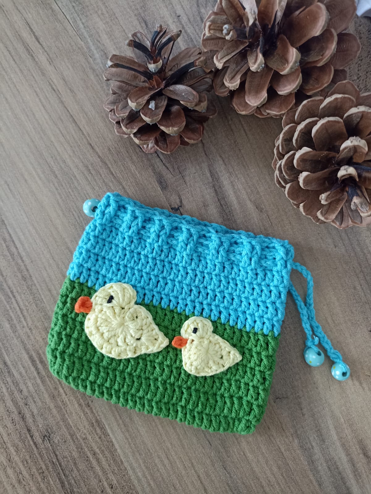 Duck Family Knitted Mini Pouch - Knitted Mini Wallet