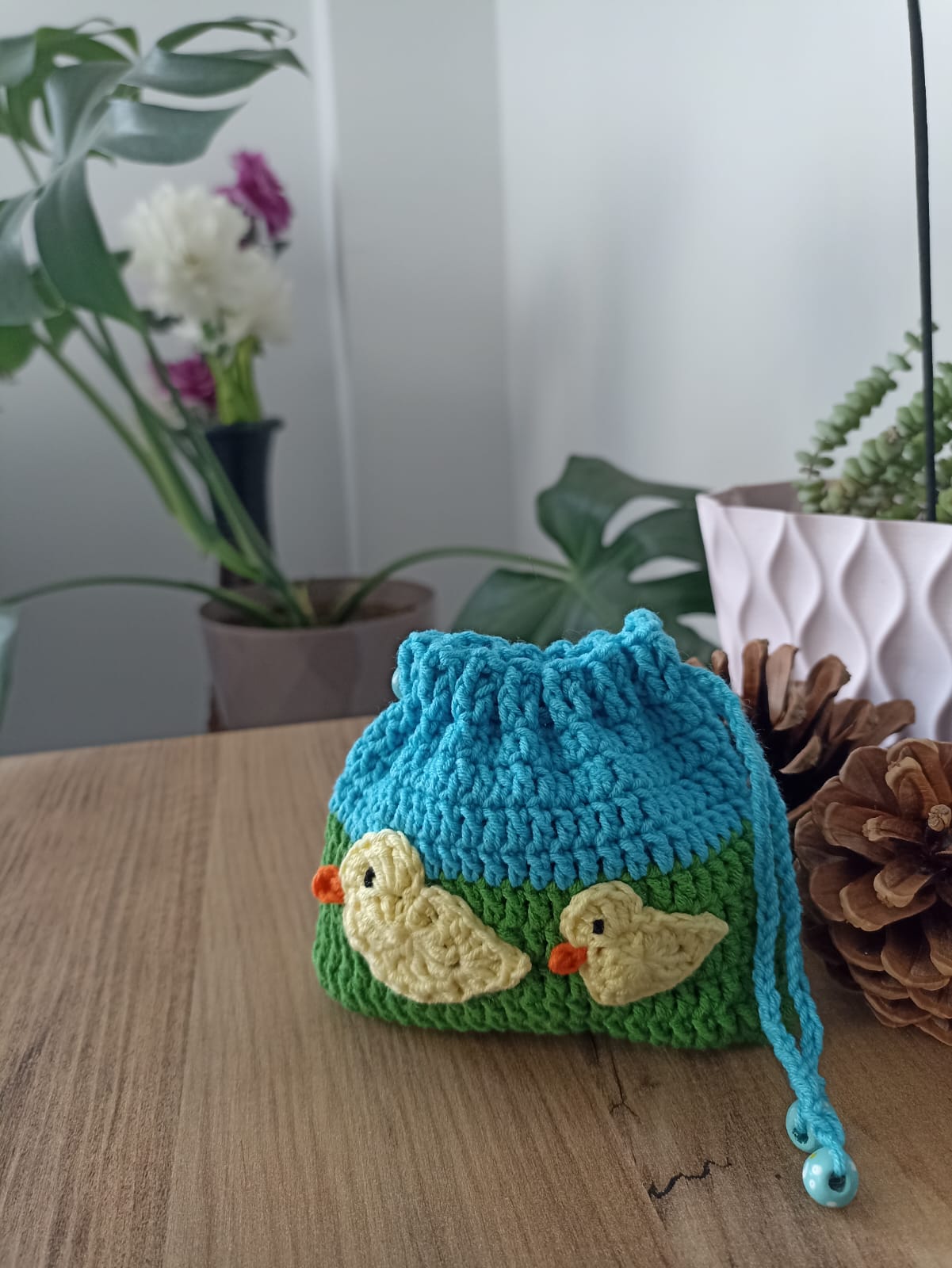 Duck Family Knitted Mini Pouch - Knitted Mini Wallet