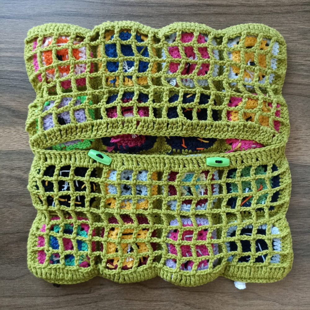 Kedili Kırlent Fıstık Yeşili, Kedi Motifli Örgü Kırlent Kılıfı, Kedili Yastık Kılıfı