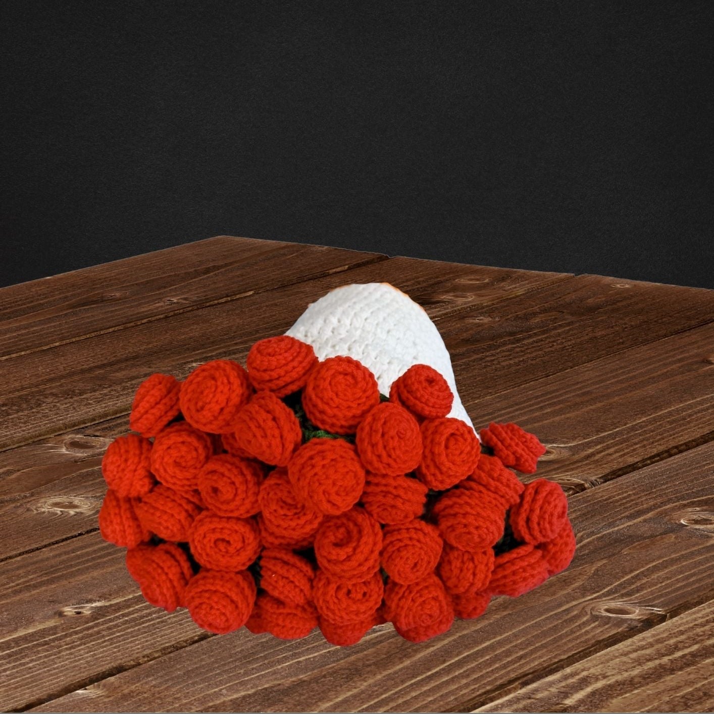 El Yapımı Kırmızı Gül Buket Battaniye