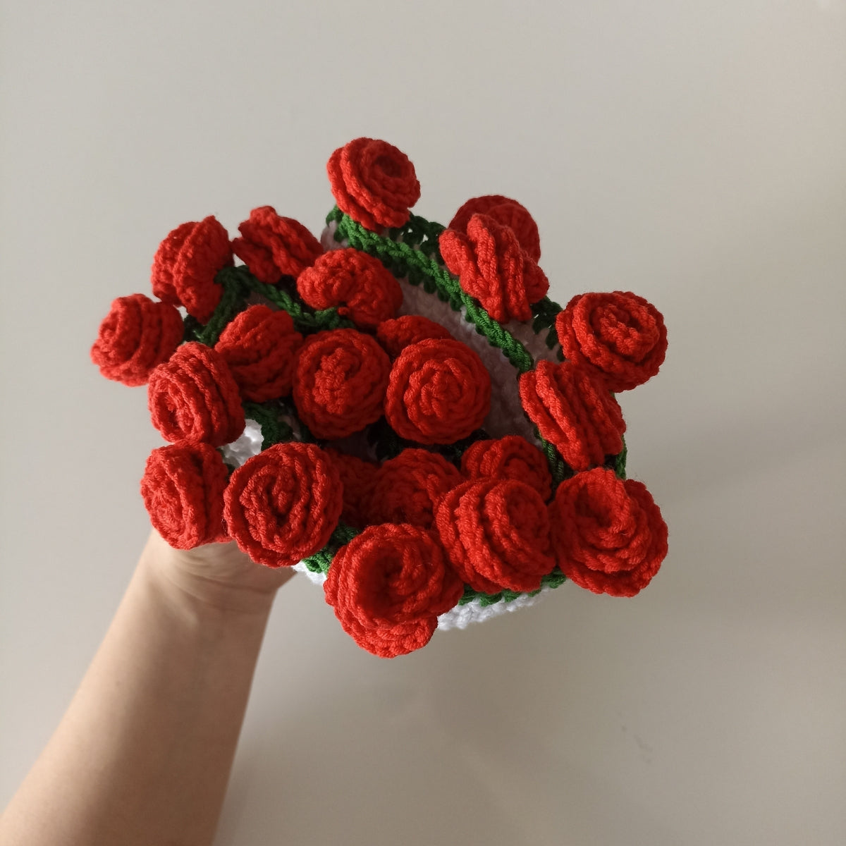 Handmade Crochet Red Rose Bouquet Blanket