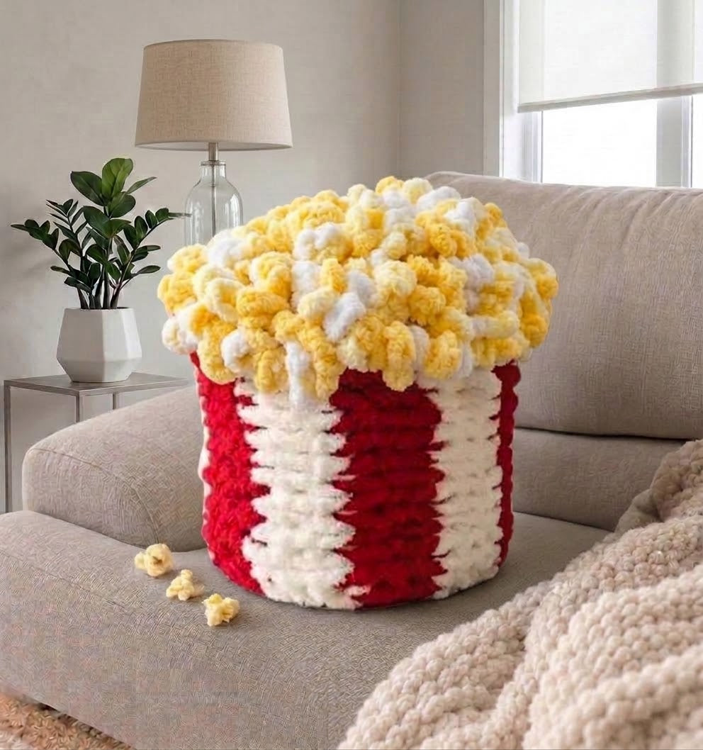 Popcorn Örgü Battaniye – El Örgüsü Yumuşacık TV Battaniyesi - 80x100 cm/100x140 cm - Ön Sipariş
