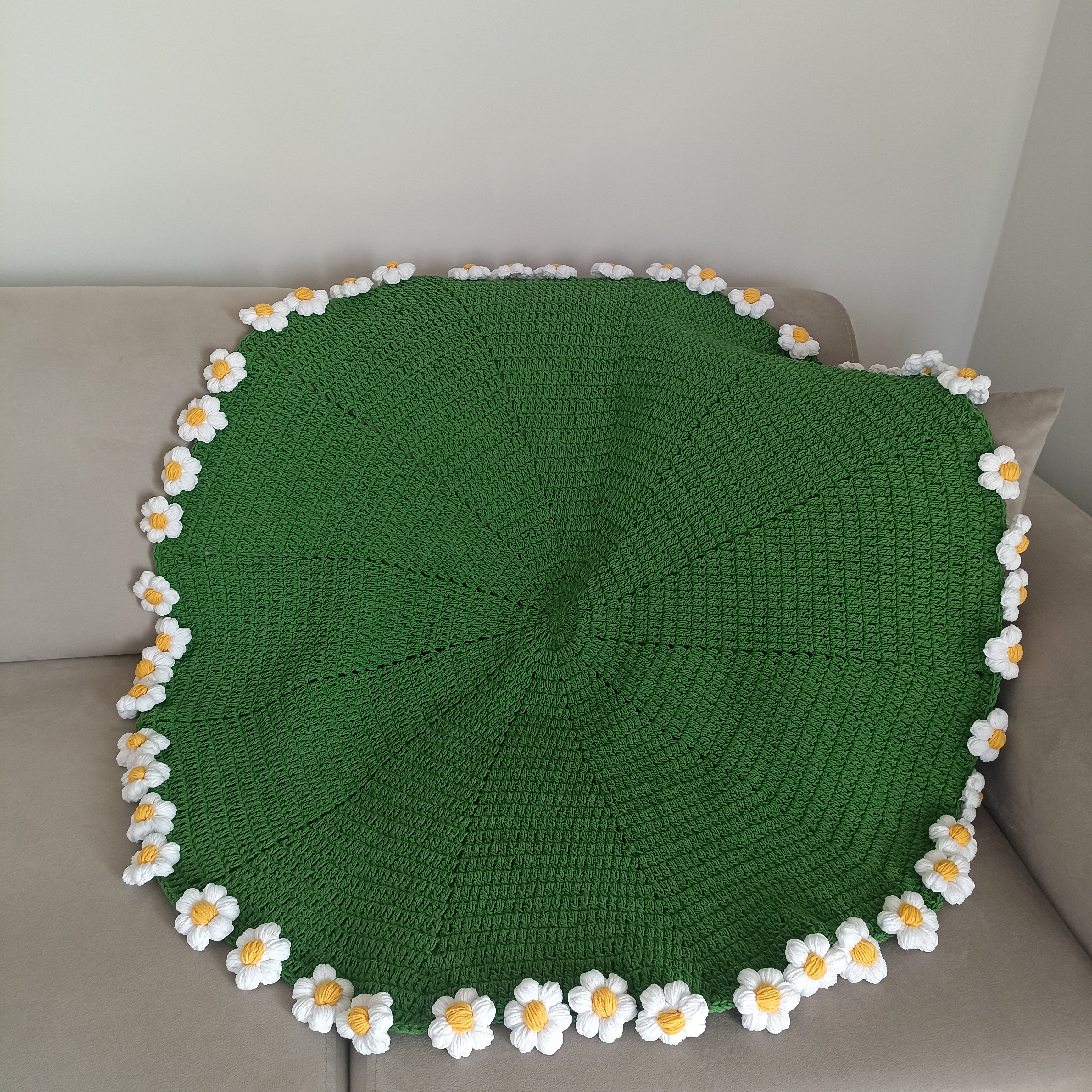 El Yapımı Puf Papatya Buket Battaniye