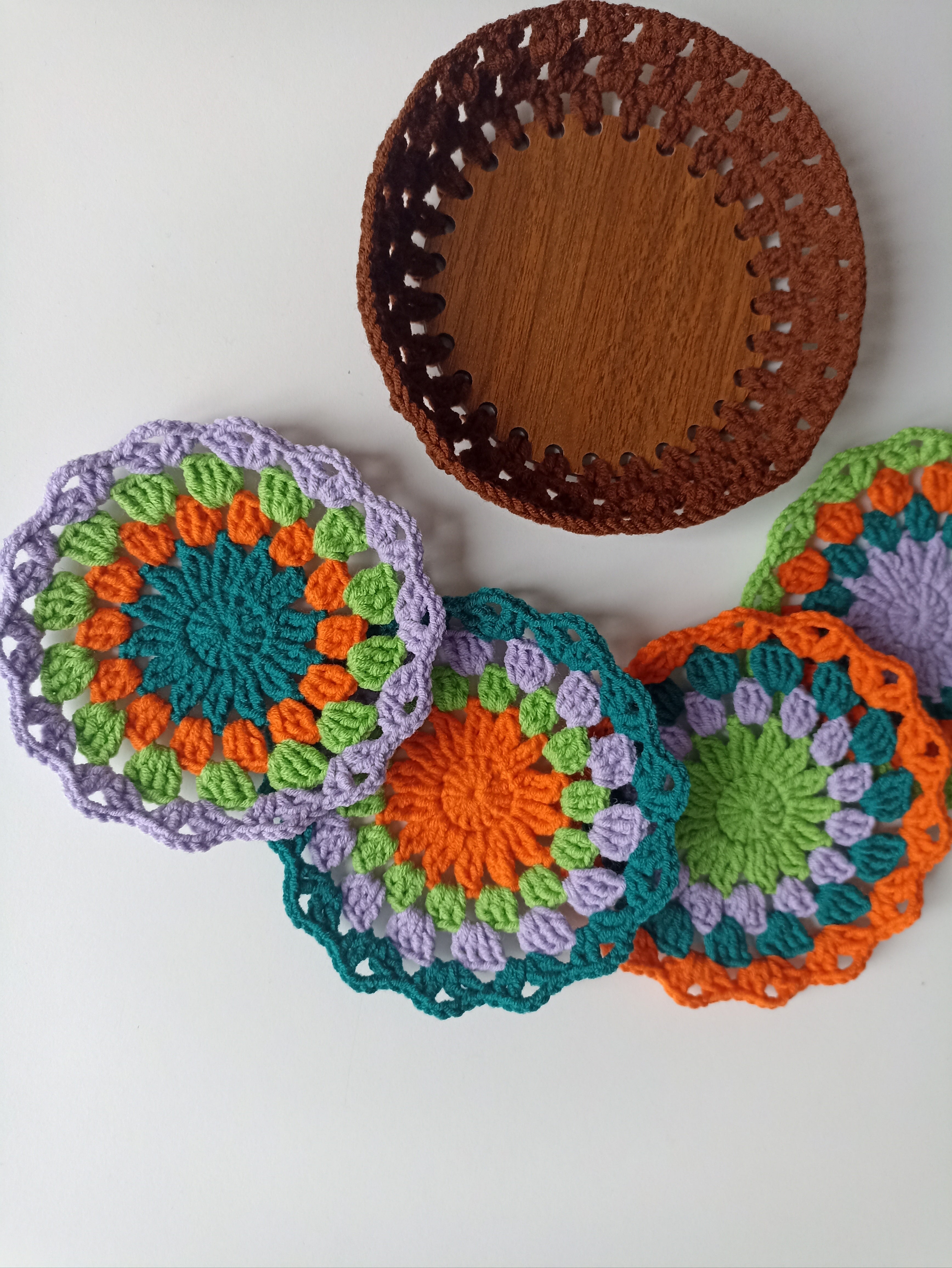 Crochet Mandala Coaster Set, Knitted Coaster