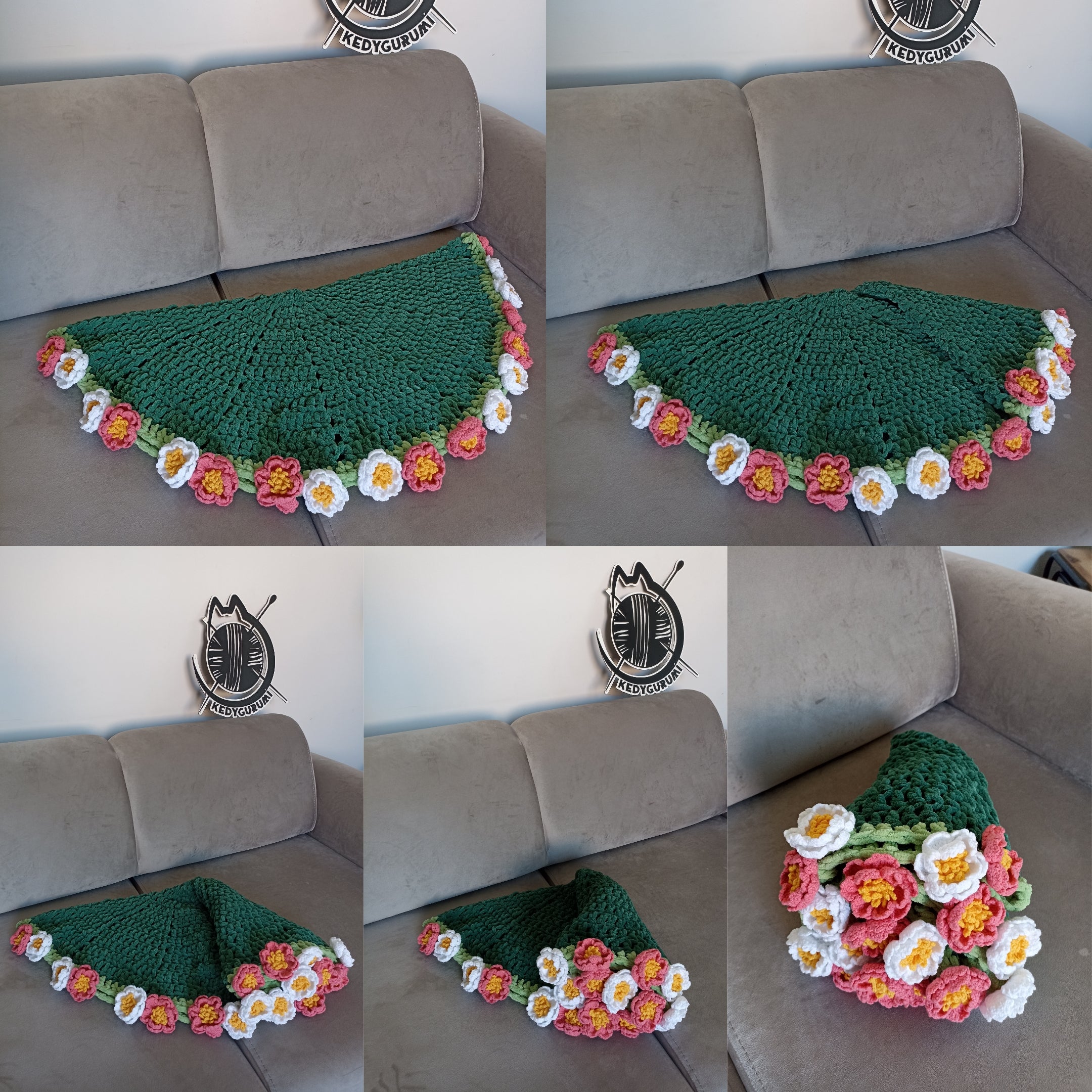 Handmade Crochet Daisy Bouquet Blanket (80 cm - 100 cm - 120 cm)