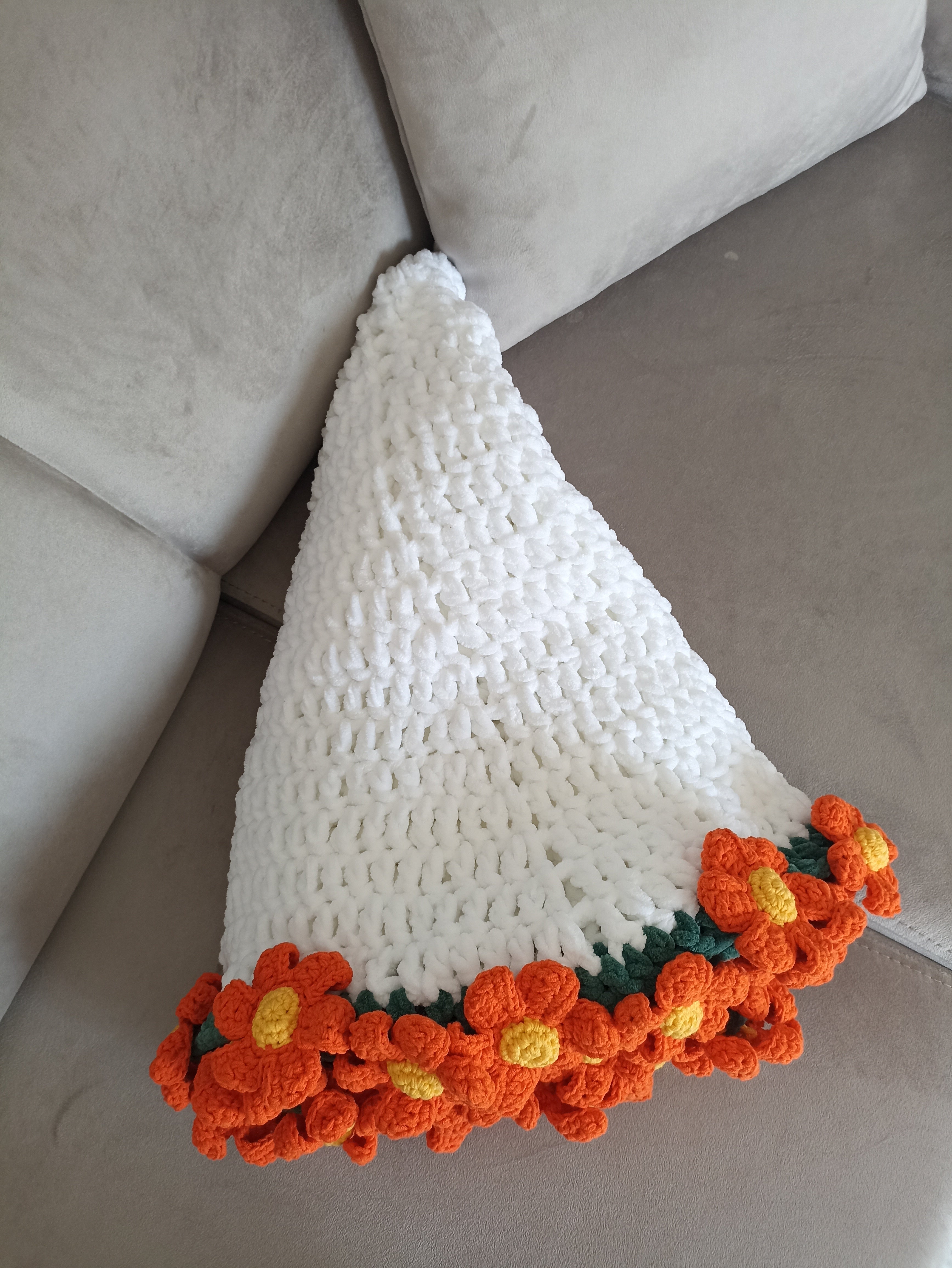 El Yapımı Papatya Kadife Buket Mini Battaniye - Tasarım Ürün (80 cm çapında)