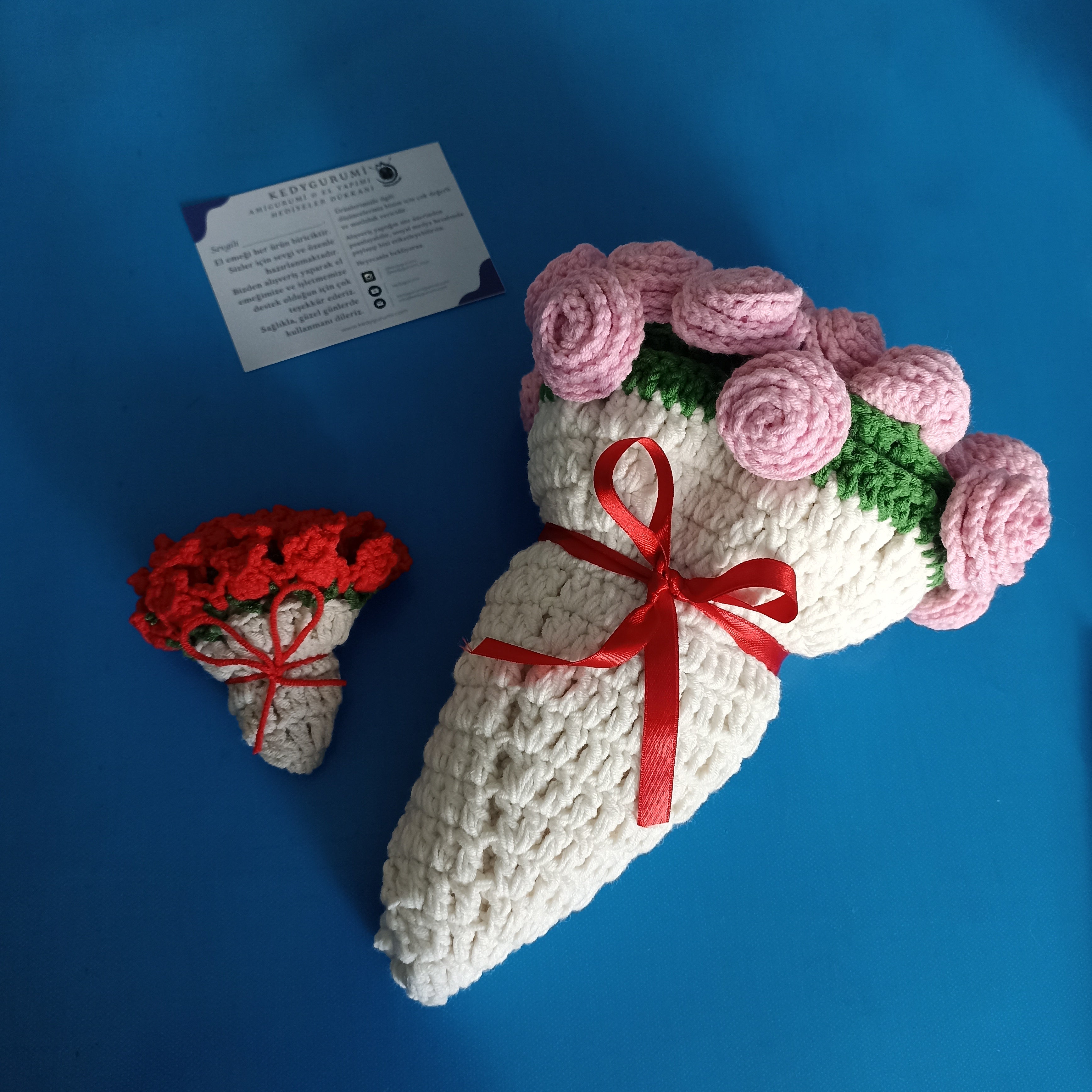 El Yapımı Pembe Gül Buket Battaniye