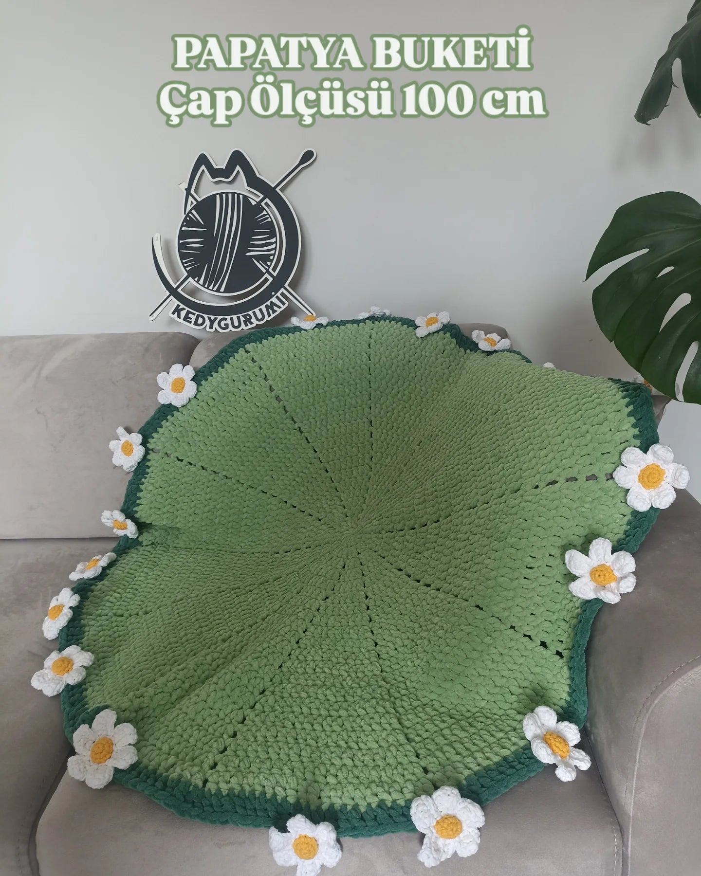 El Yapımı Papatya Kadife Buket Battaniye - Tasarım Ürün (80 cm - 100 cm - 120 cm)