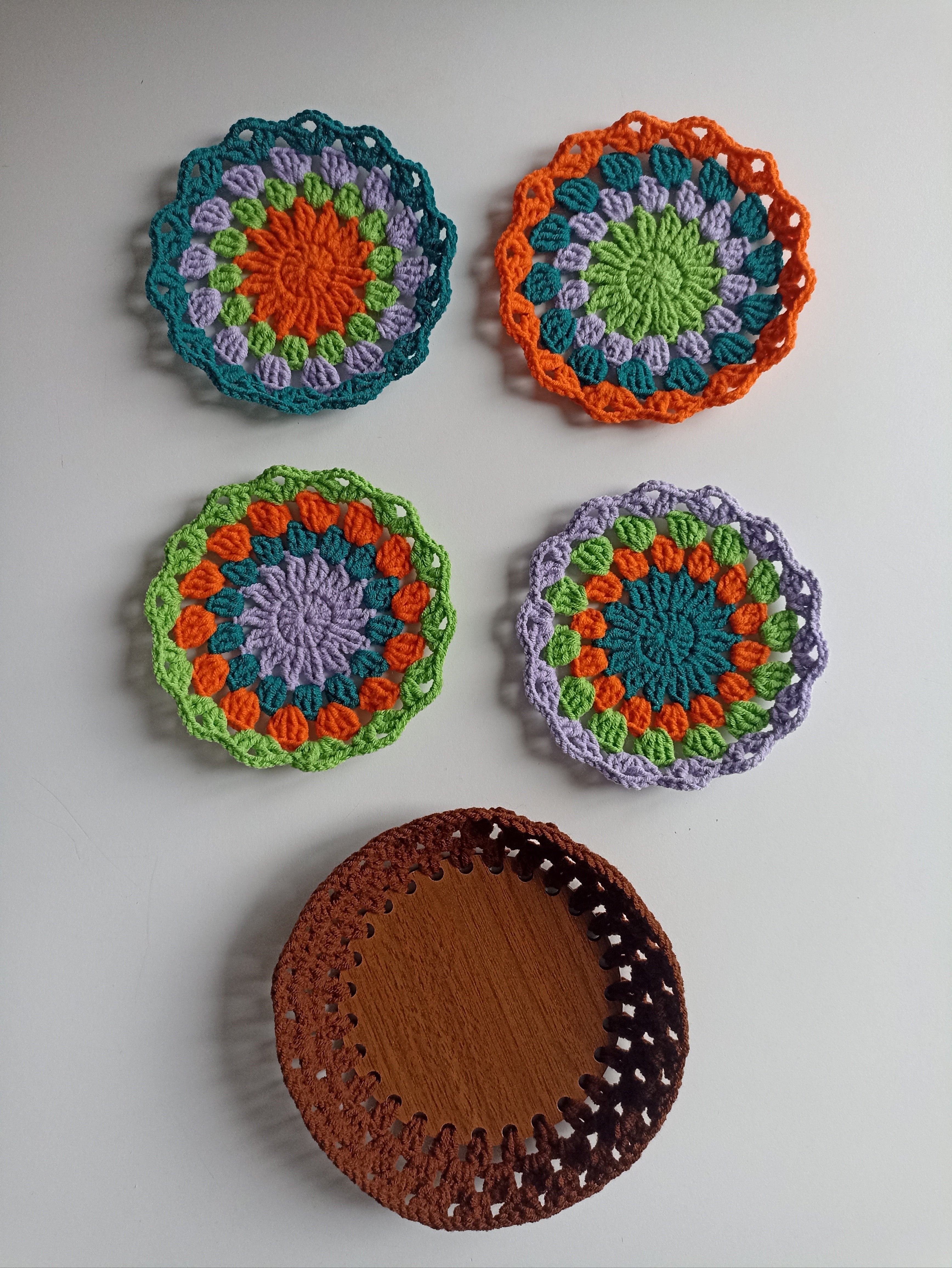 Crochet Mandala Coaster Set, Knitted Coaster