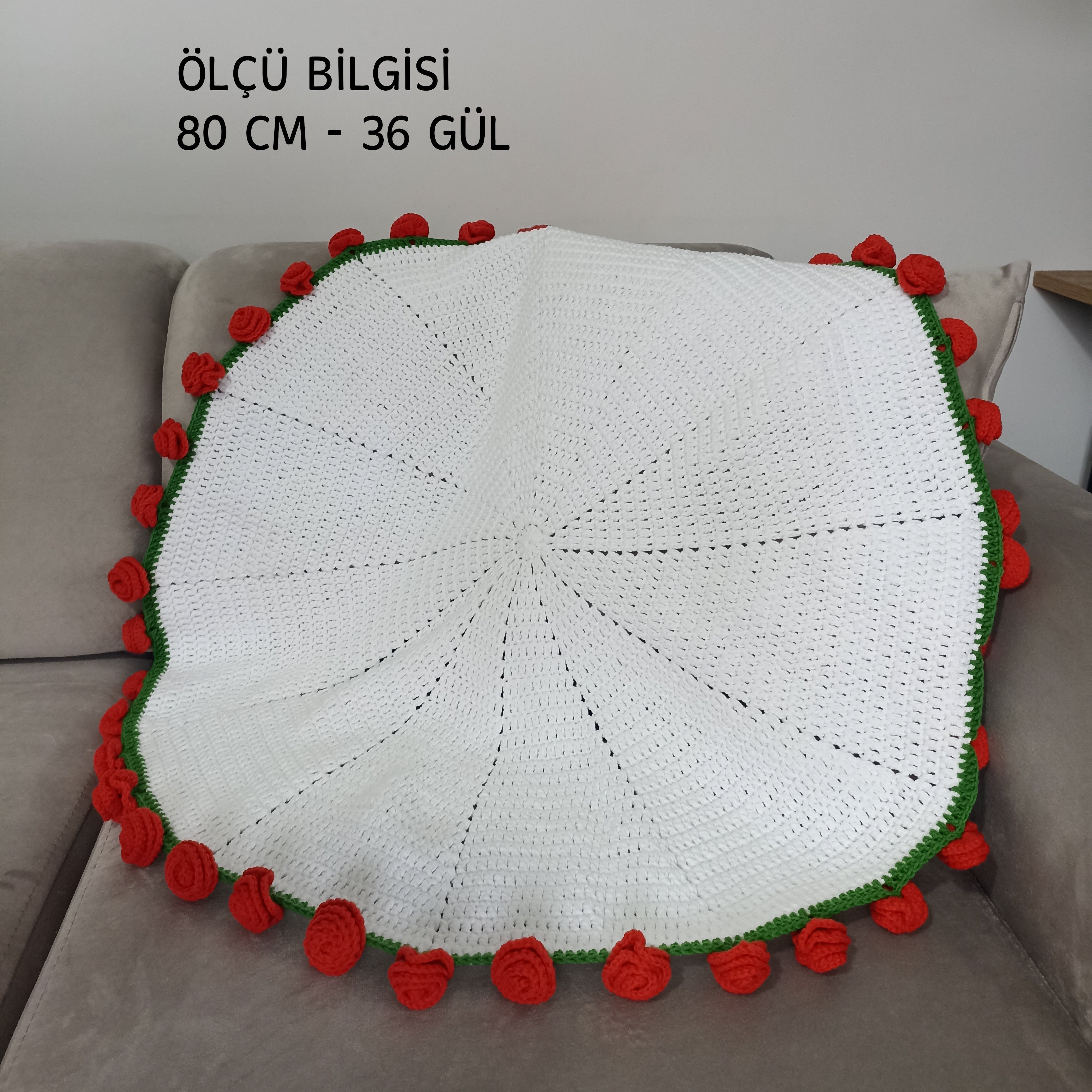 El Yapımı Kırmızı Gül Buket Battaniye