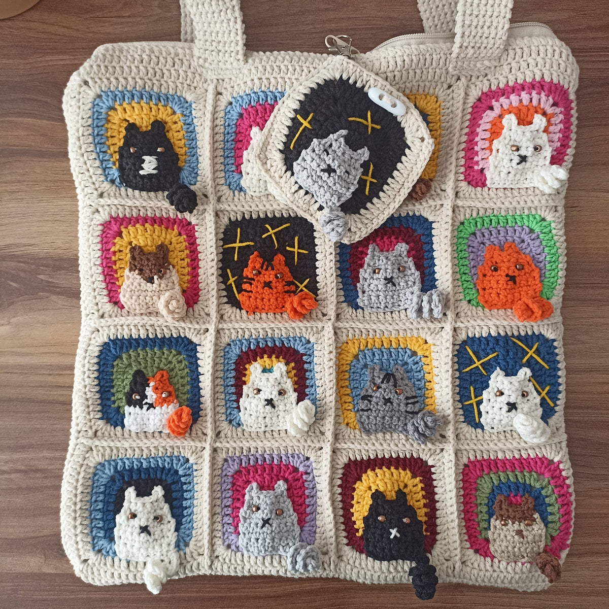 Cat Motif Crochet Bag - Mini Wallet Gift