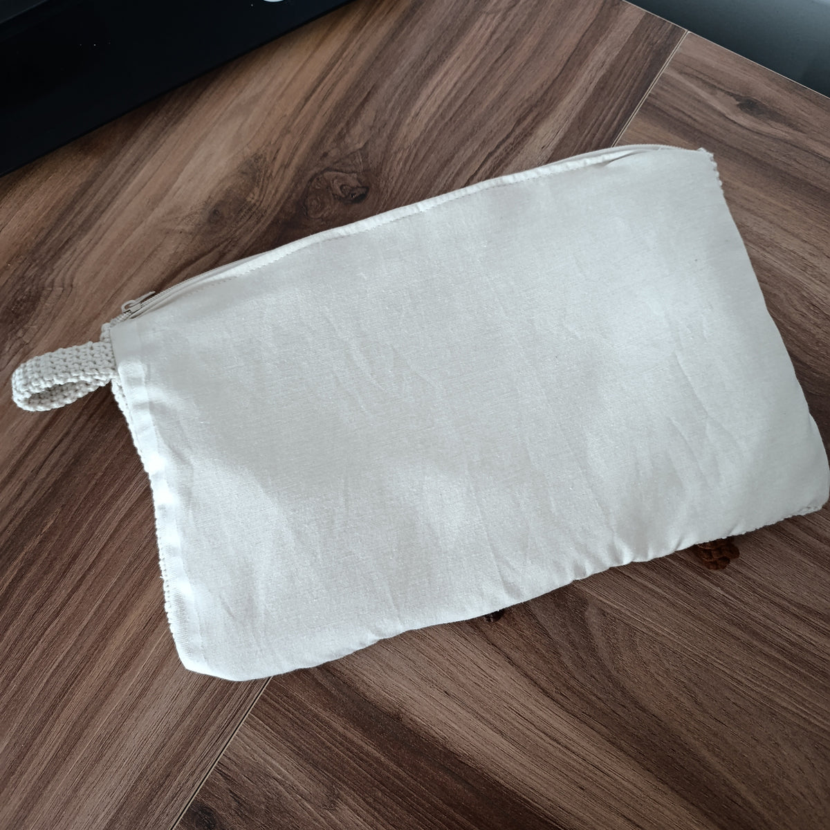 Kedili Örgü Makyaj Çantası/Kalemlik/Tablet Çantası - Kahve Tonlu Kedi Figürlü Makyaj Çantası
