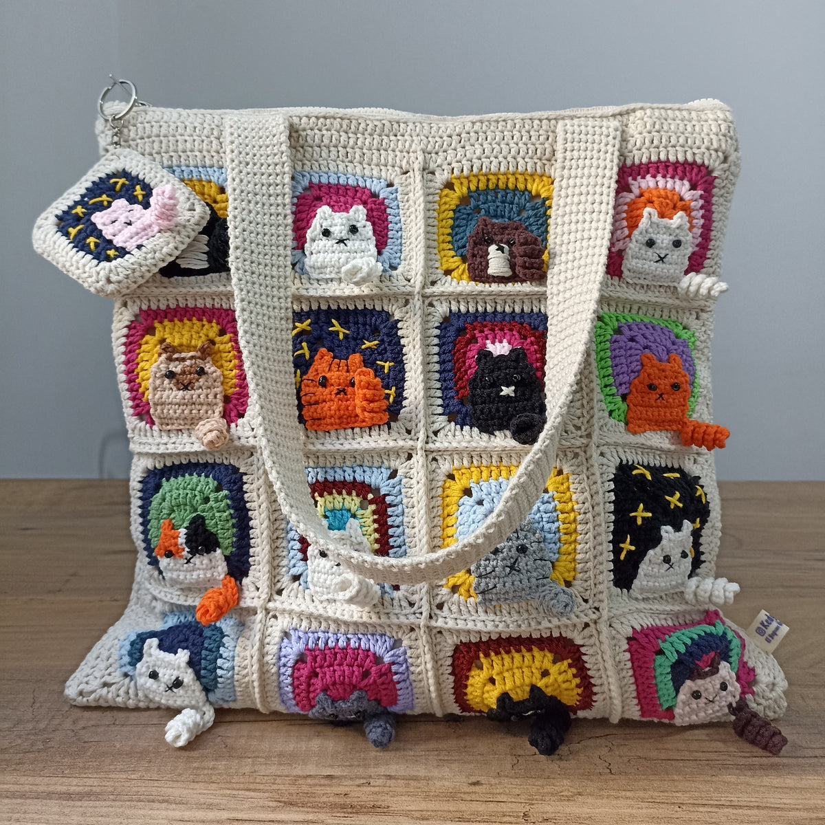 Cat Motif Crochet Bag - Mini Wallet Gift