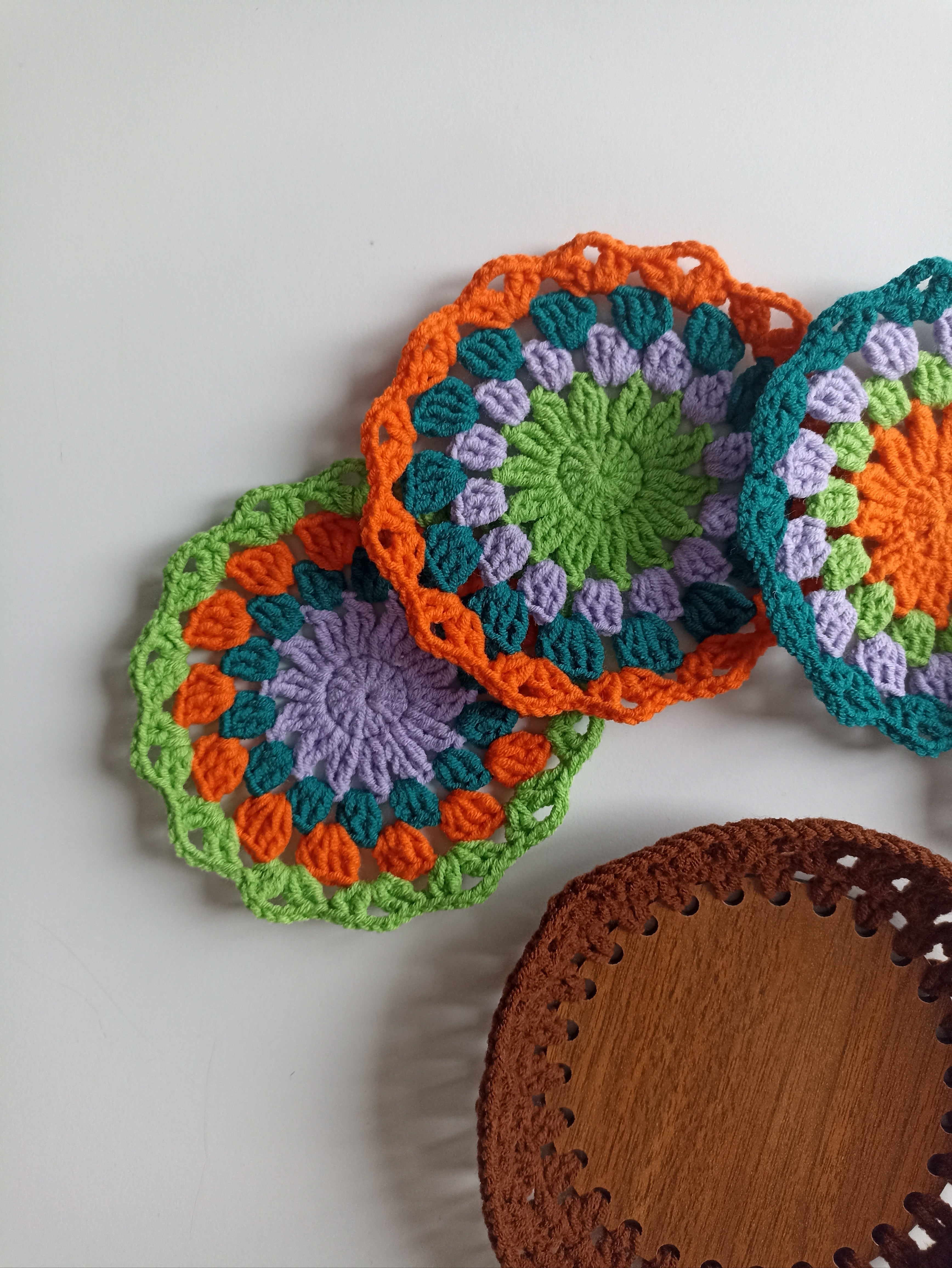 Crochet Mandala Coaster Set, Knitted Coaster
