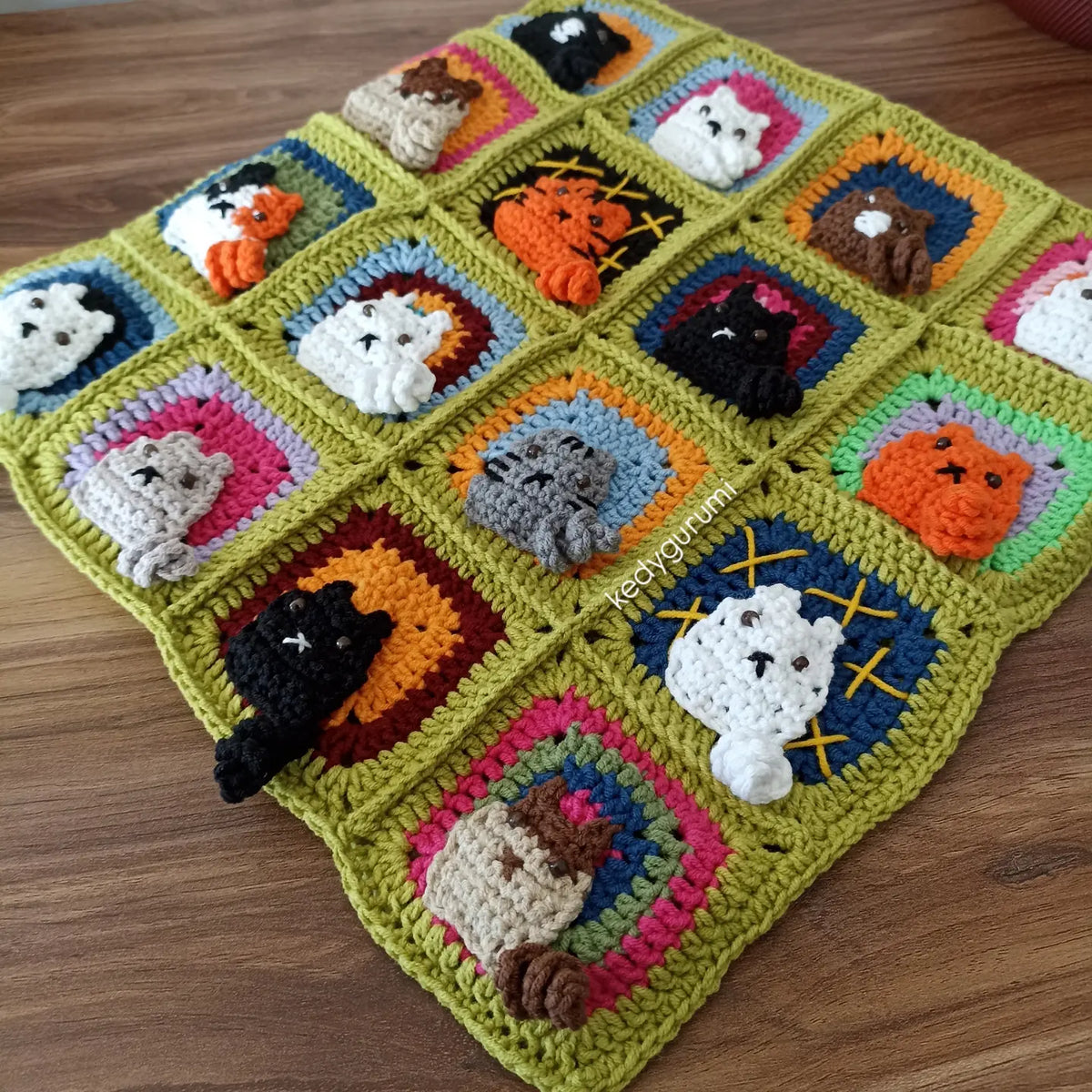 Cat Motif Crochet Cushion Cover, Cat Pillow Case