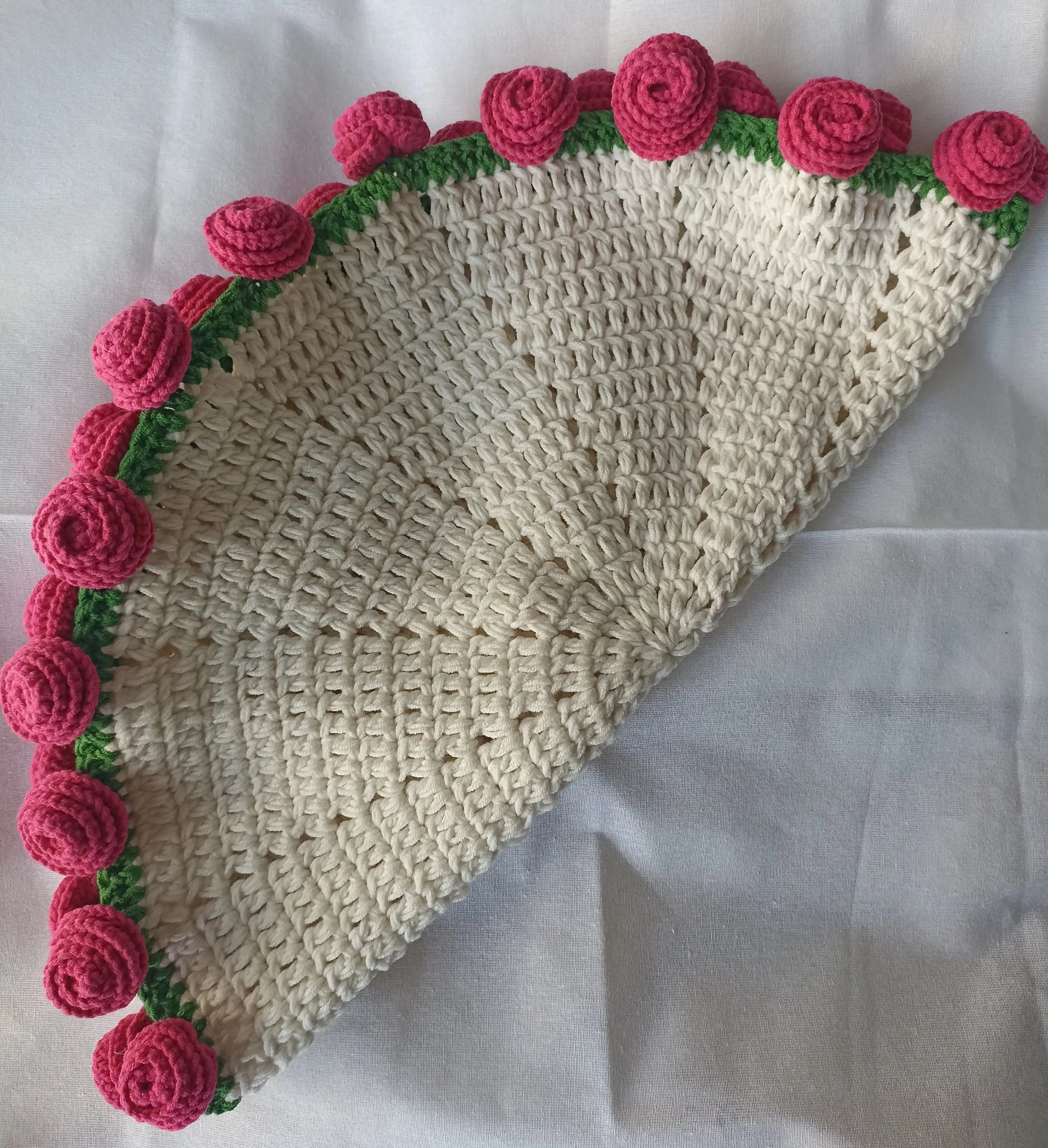 El Yapımı Fuşya Pembe Gül Buket Battaniye