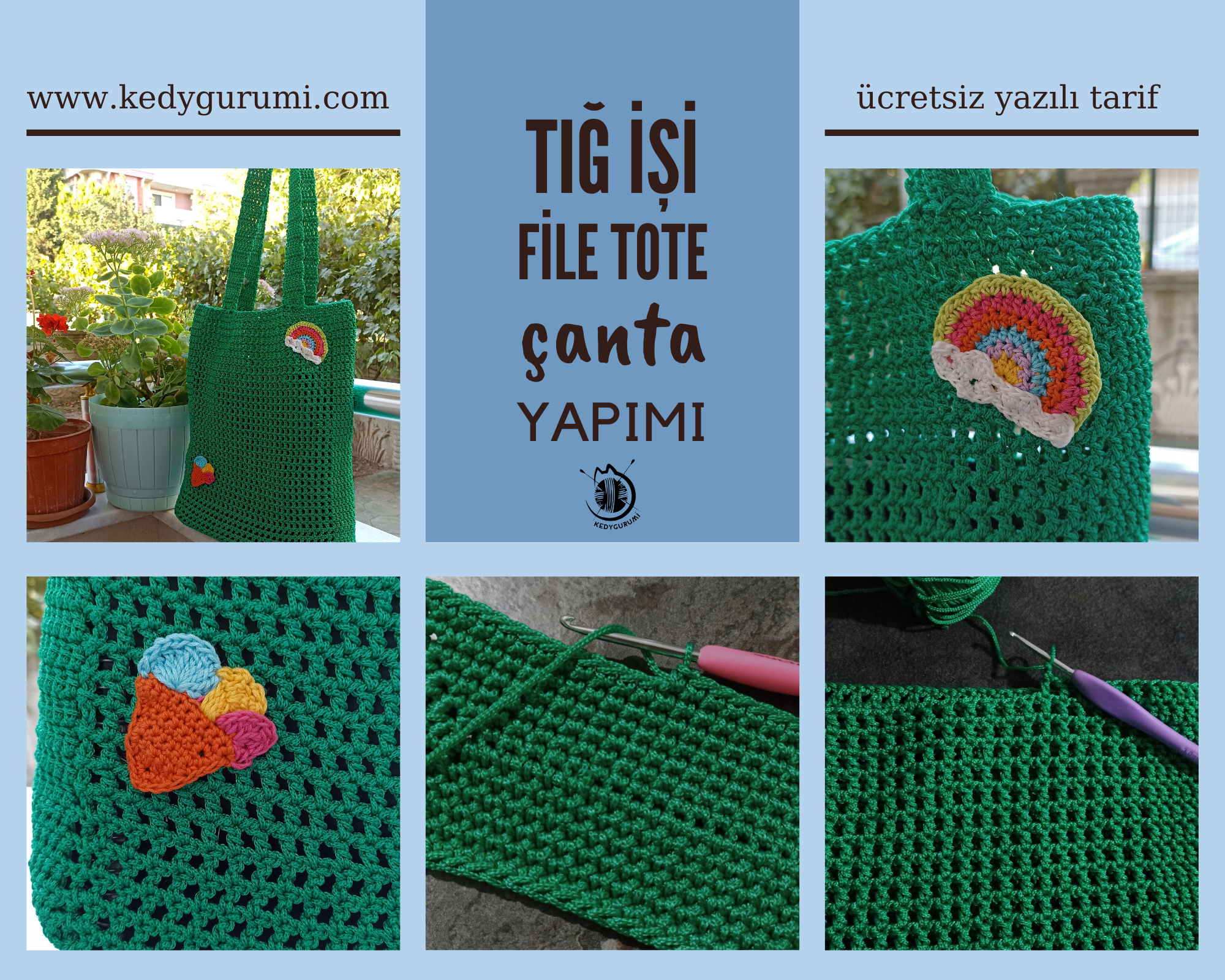 Örgü File Tote Çanta Tarifi - Yazlık Örgü File Çanta Nasıl Yapılır? - Ücretsiz Örgü Tarifi