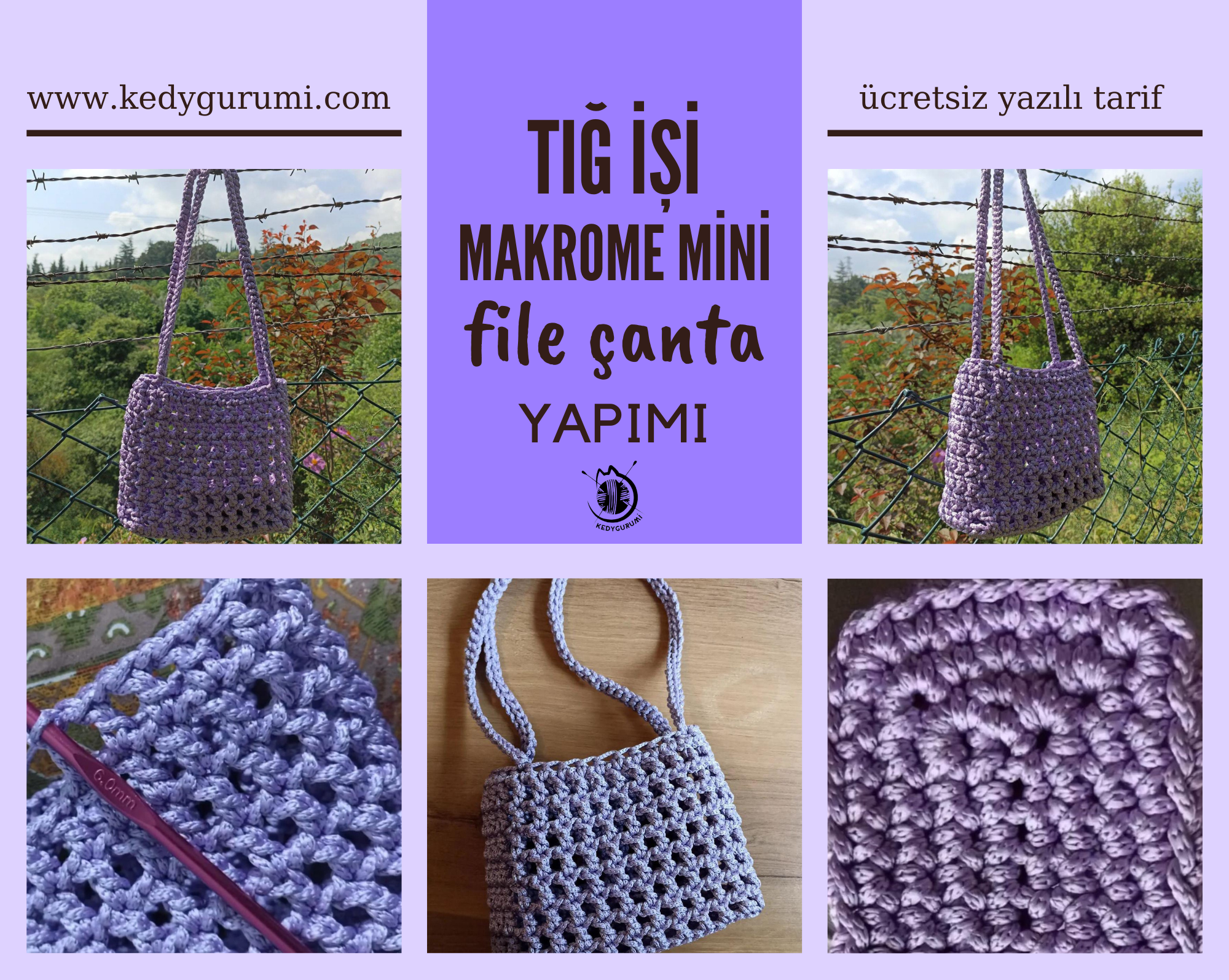 Örgü Mini File Çanta Tarifi - Makrome İpler ile Çanta Nasıl Yapılır? - Ücretsiz Örgü Tarifi