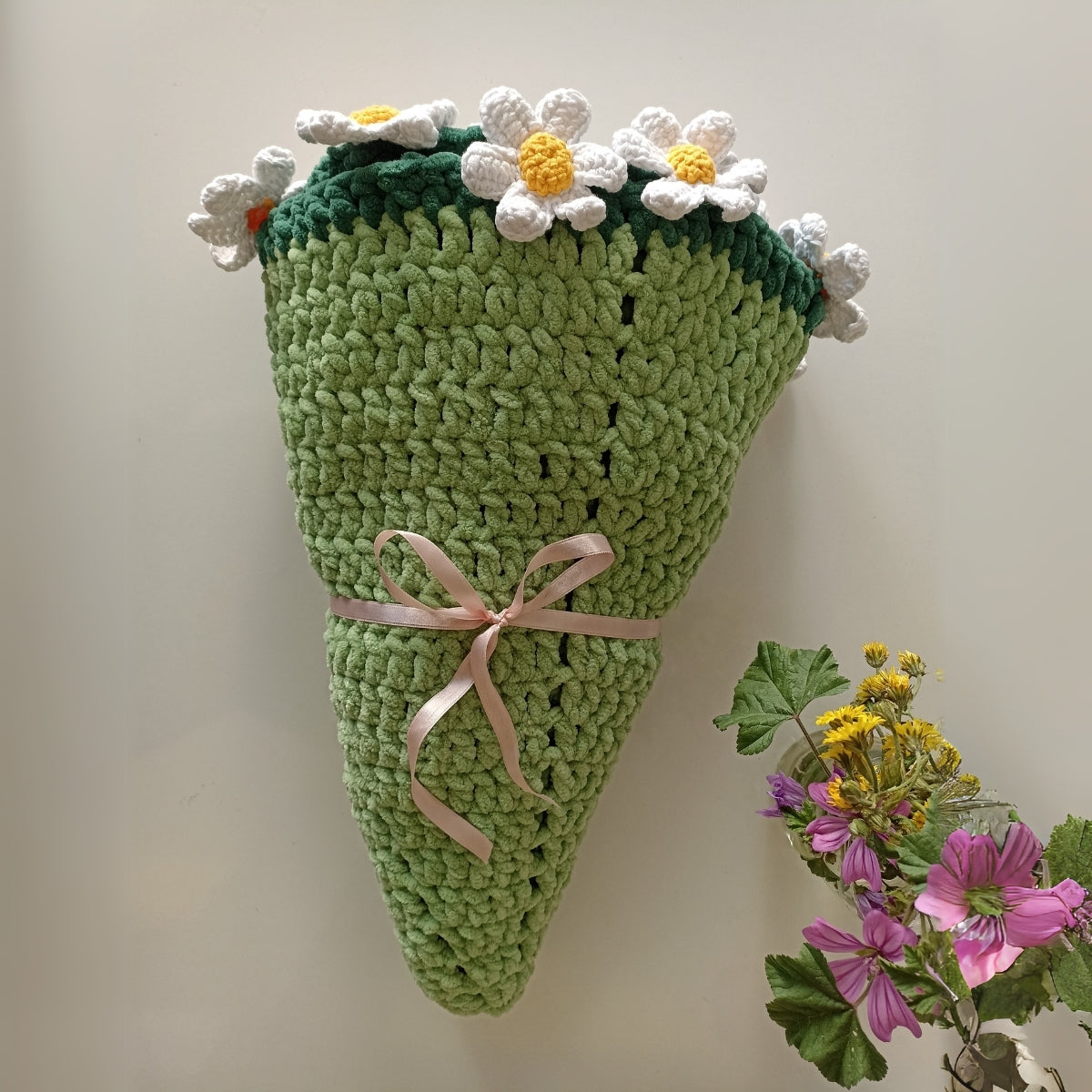 El Yapımı Papatya Kadife Buket Battaniye (80 cm - 100 cm - 120 cm)