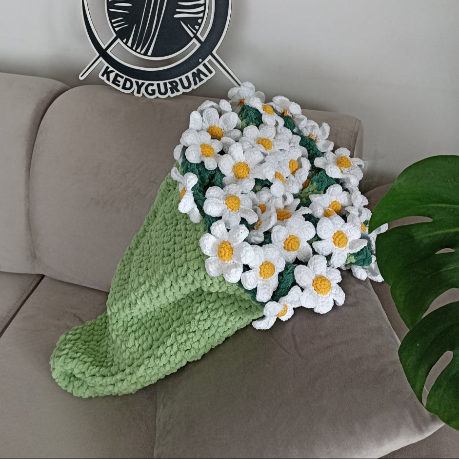 Handmade Crochet Daisy Bouquet Blanket (80 cm - 100 cm - 120 cm)