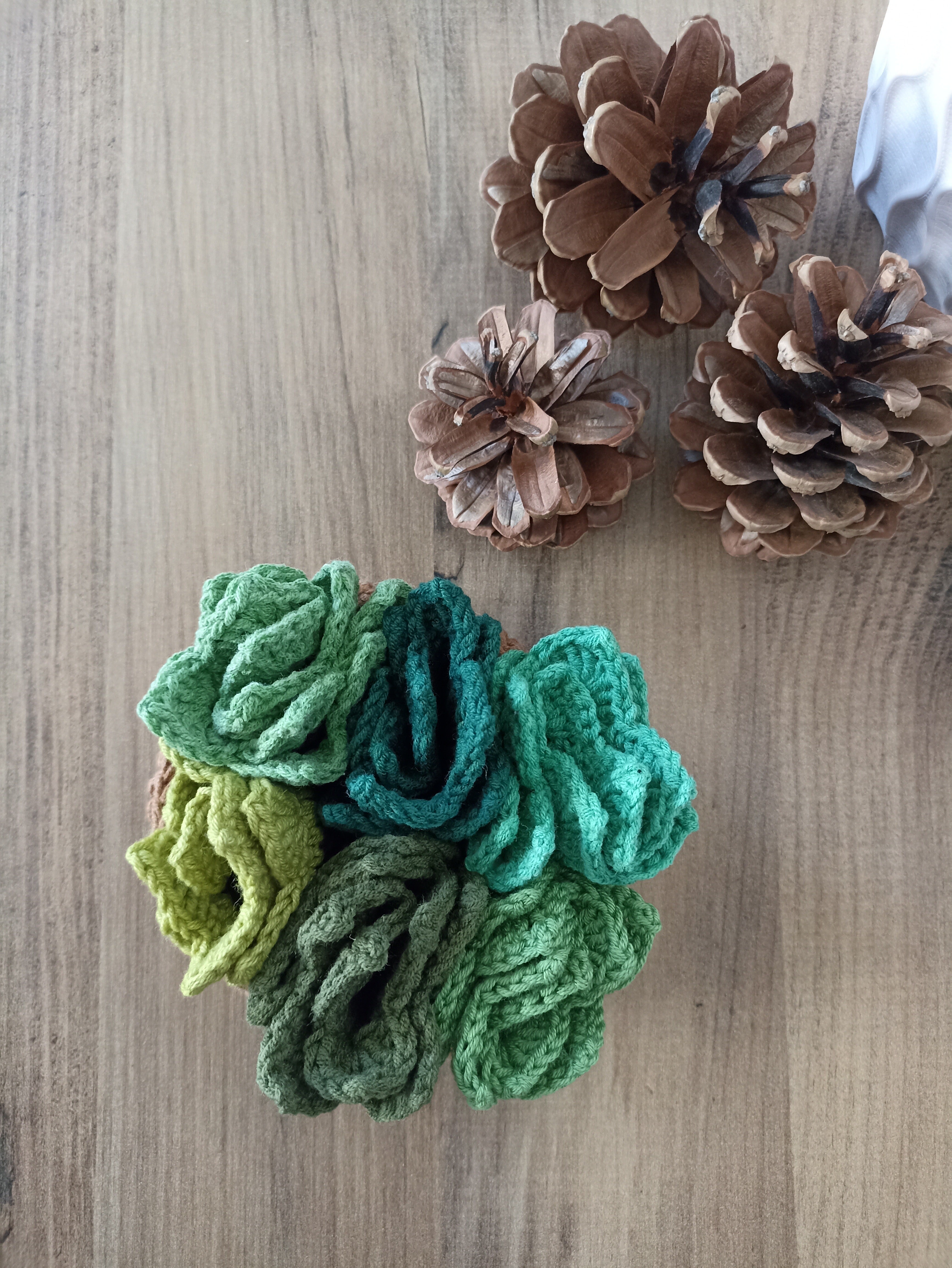 Succulent Garden Knitted Coaster Set – 6 Different Green Shades