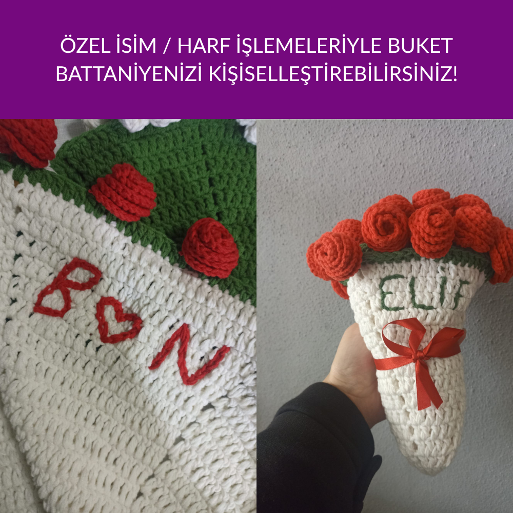 El Yapımı Turuncu Papatya Kadife Buket Battaniye - Turuncu Papatya-  Tasarım Ürün (80 cm - 100 cm - 120 cm çapında)