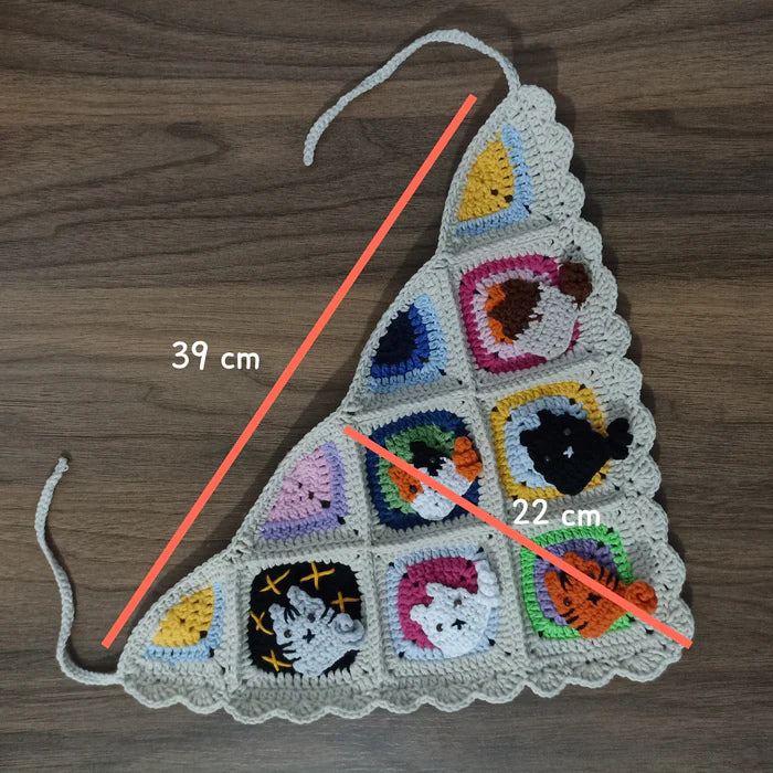 Sevimli Kedi Motifli El Örgüsü Bandana - Örgü Kedili Bandana