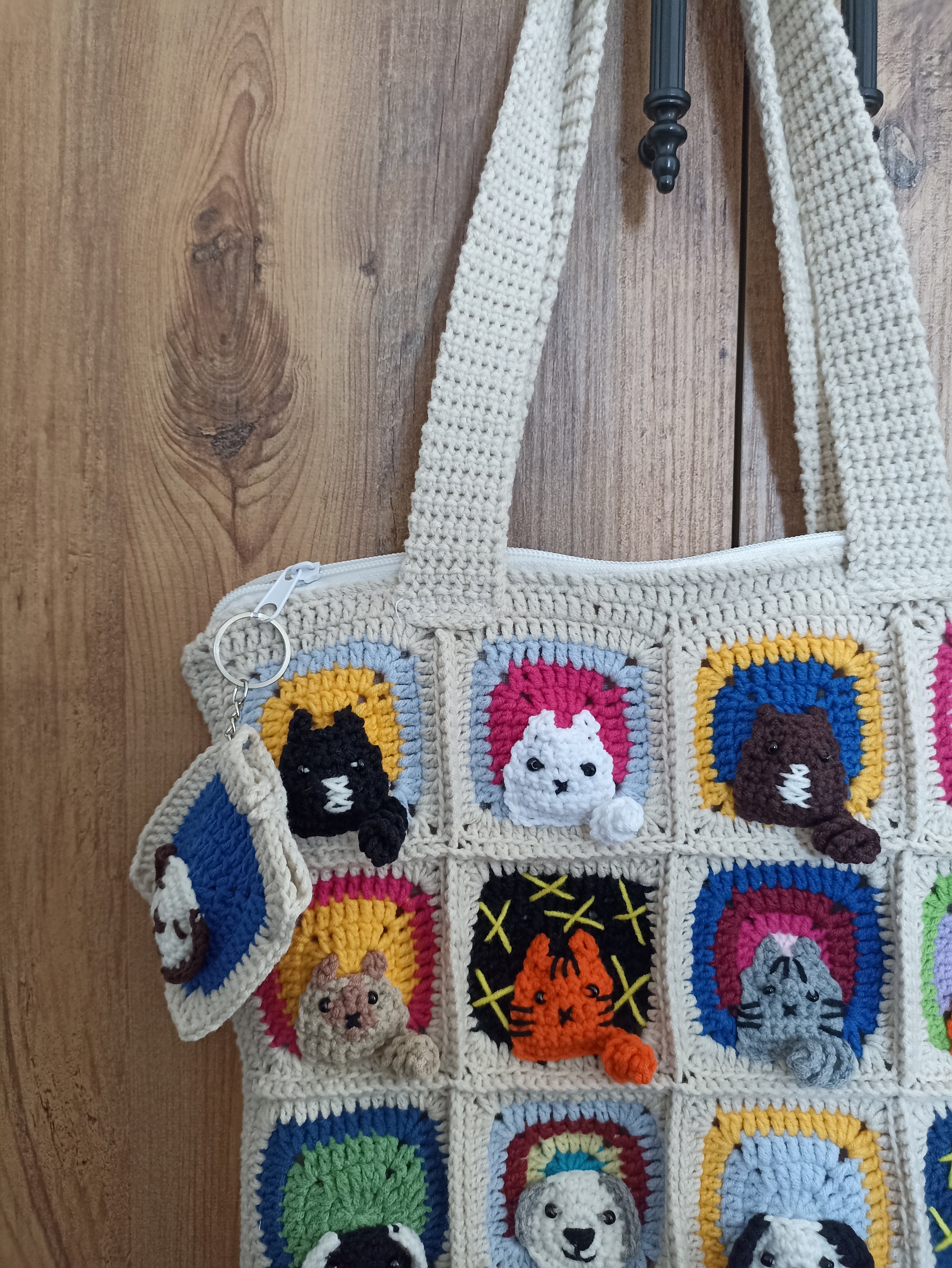 Cat & Dog Mixed Pattern Knitted Bag - Mini Wallet Gift