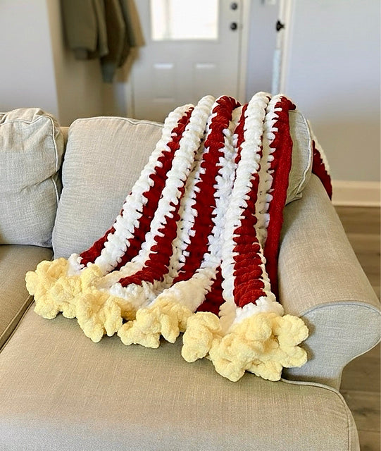 Popcorn Örgü Battaniye – El Örgüsü Yumuşacık TV Battaniyesi - 80x100 cm/100x140 cm - Ön Sipariş
