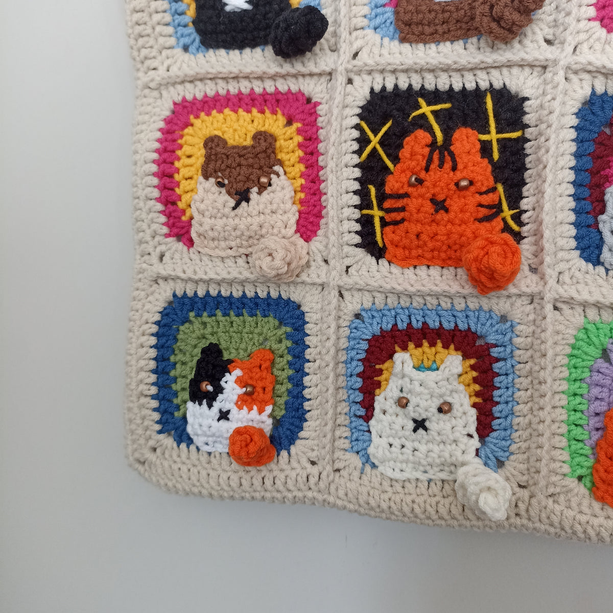 Kedi Motifli Küçük Boy Örgü Çanta - Mini Cüzdan Hediyeli - Küçük Boy