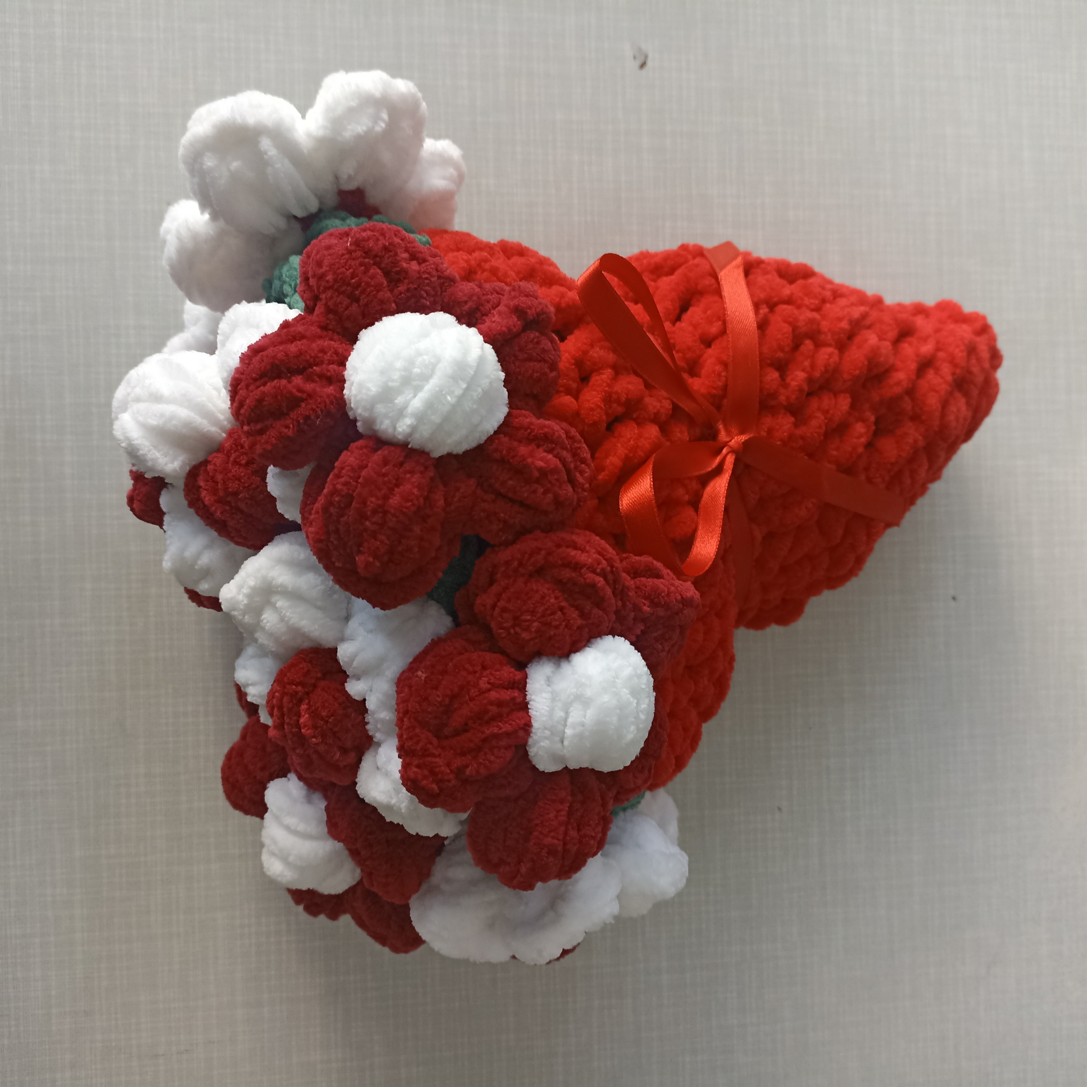 Puf Papatya Pofuduk Buket Battaniye - Örgü Buket Battaniye (80 cm)