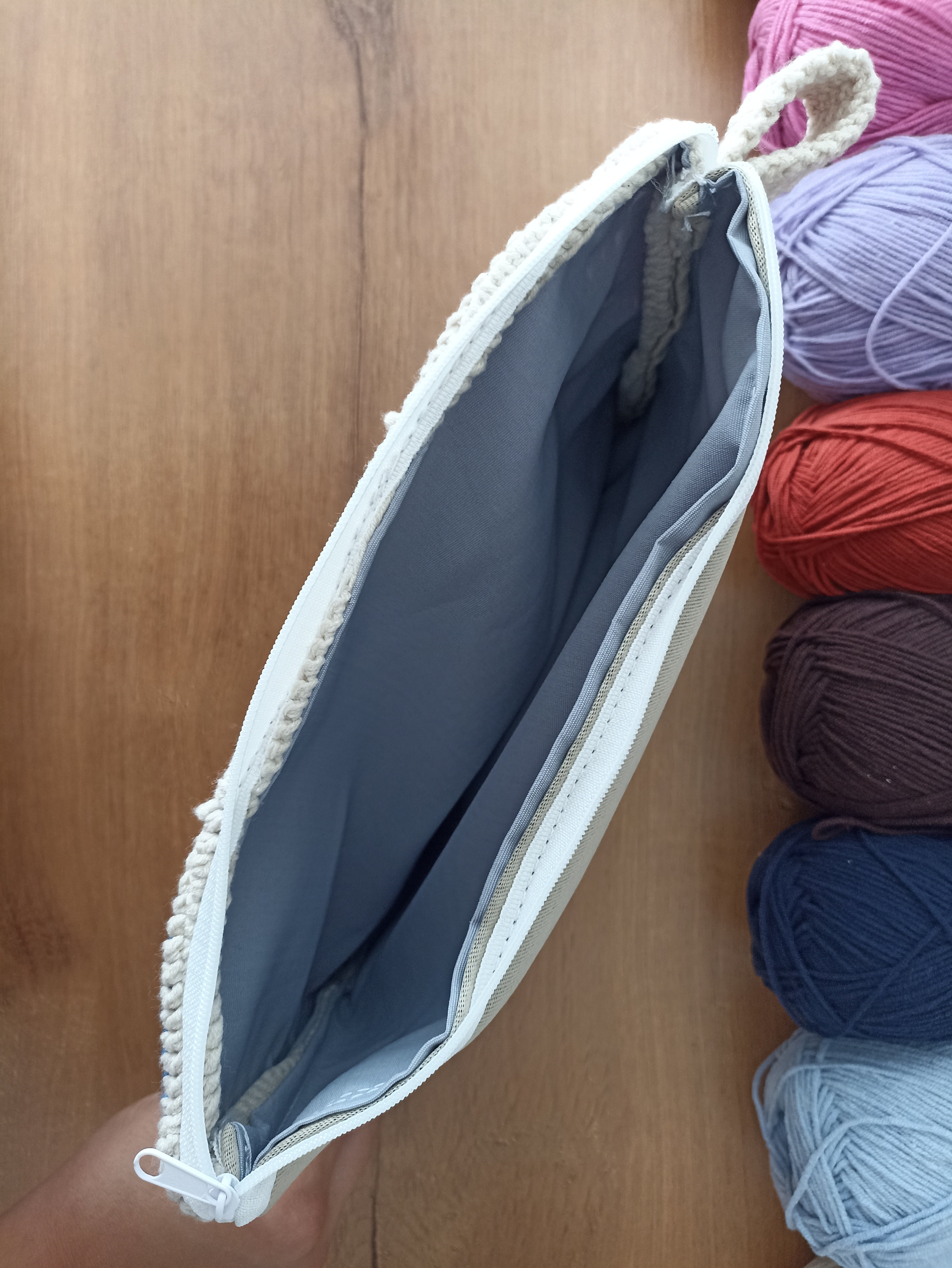 Kedili Örgü Makyaj Çantası/Kalemlik/Tablet Çantası - Kedi Motifli Makyaj Çantası